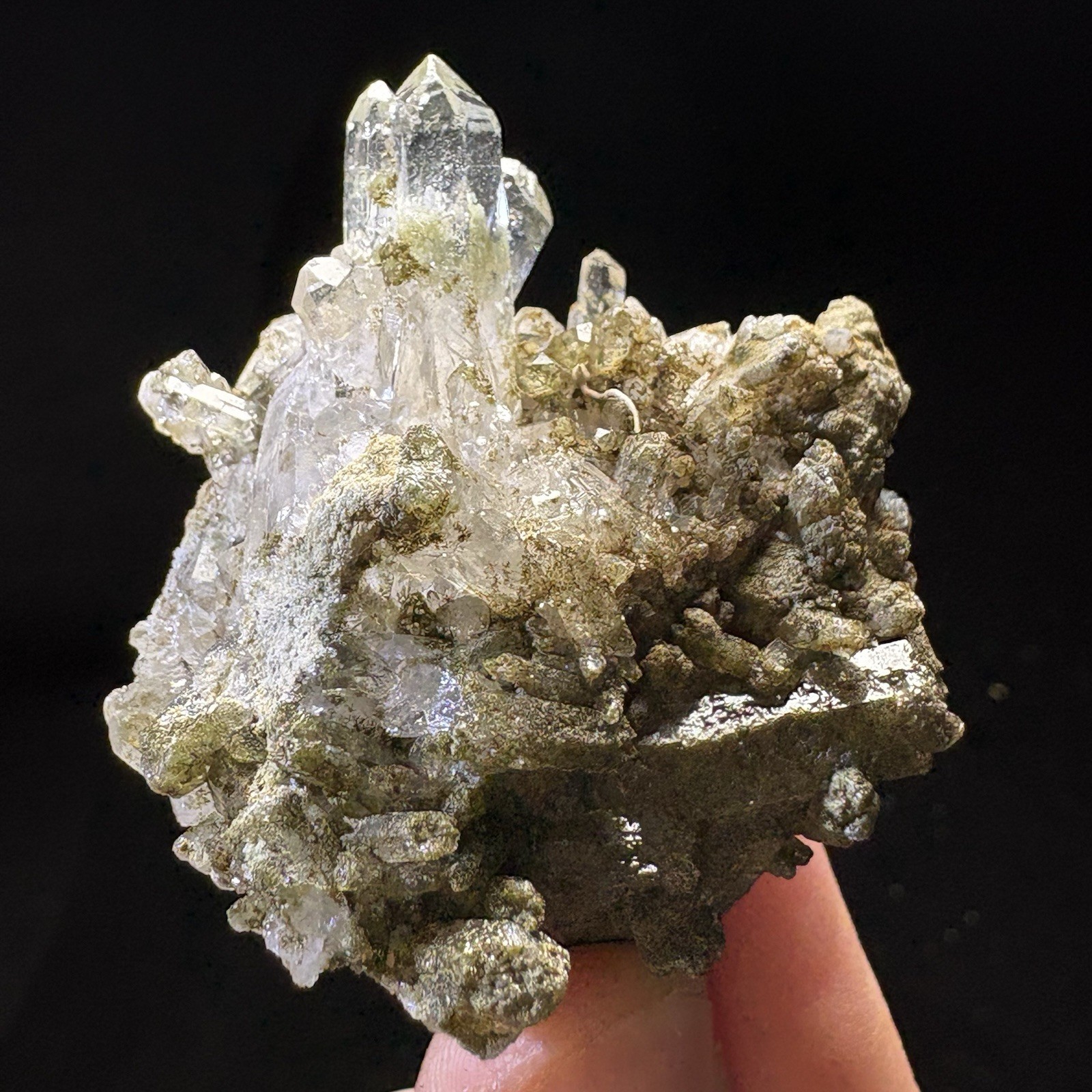 Natural Chlorite Green Phantom Quartz Cluster Raw Mineral Crystal Specimen