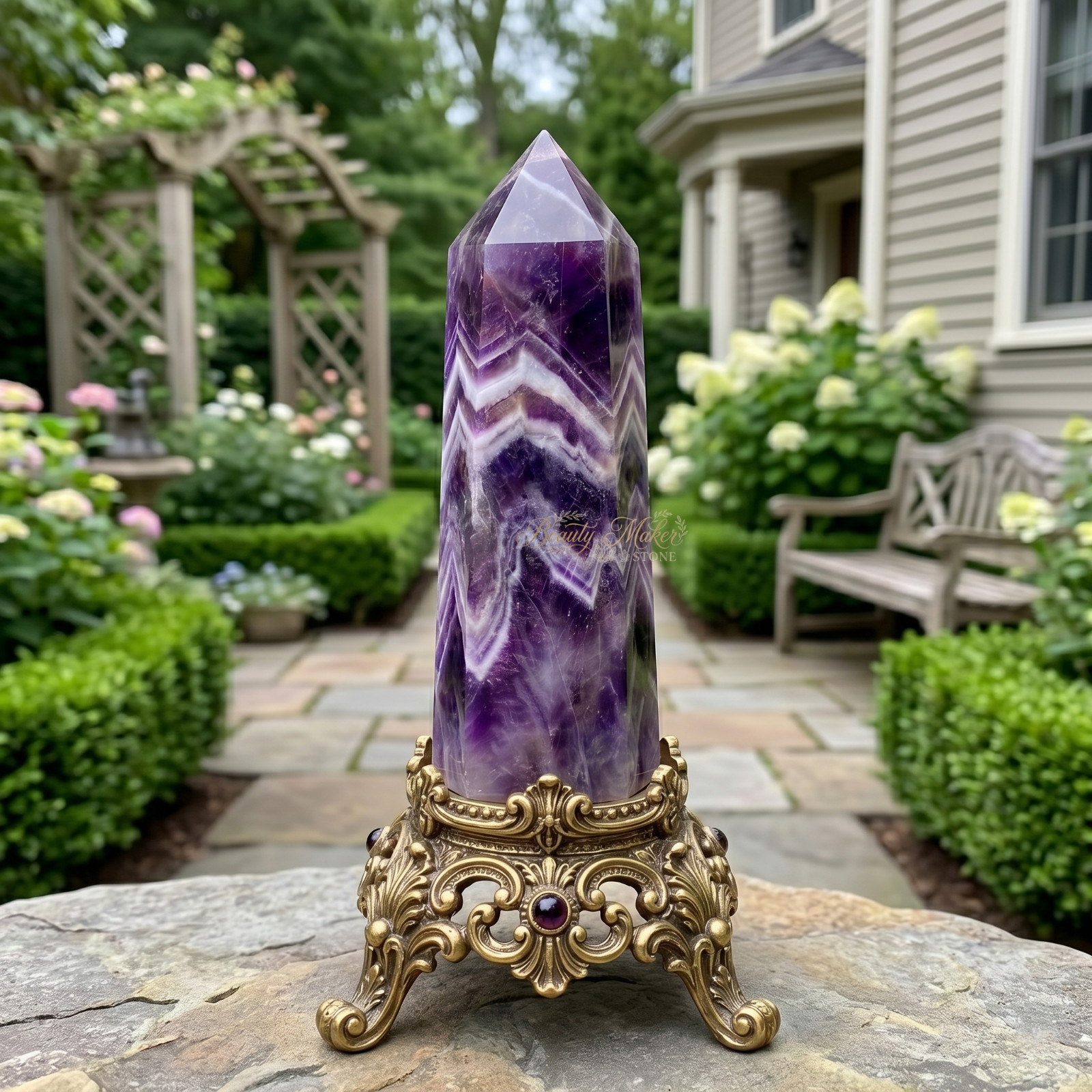 Natural Dream Amethyst Quartz Wand Obelisk Crystal Specimen Custodian Decor 3.5″