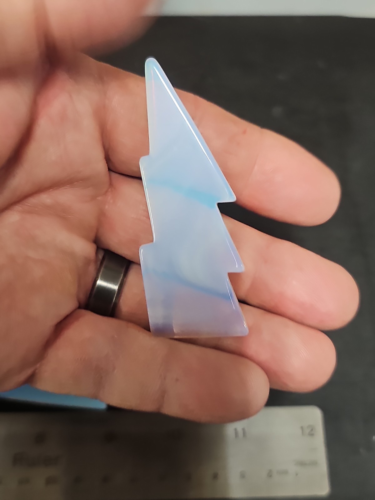 Wholesale Bulk Lot: 5 Opalite Lightning Bolt Carvings – 3″ Blue Iridescent…