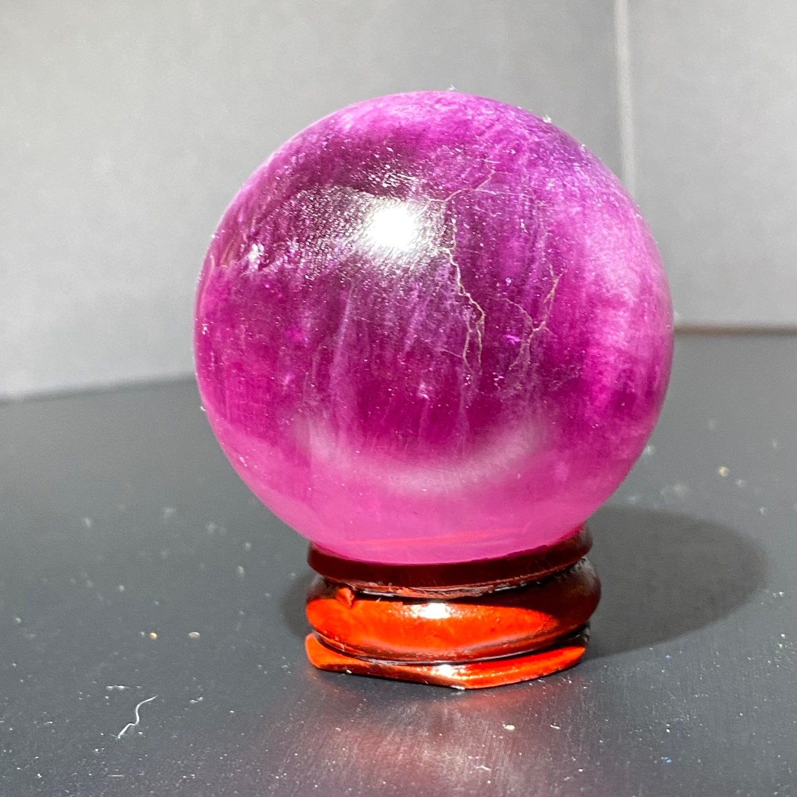 205G Natural fluorite ball quartz crystal Sphere Reiki energy +Stand