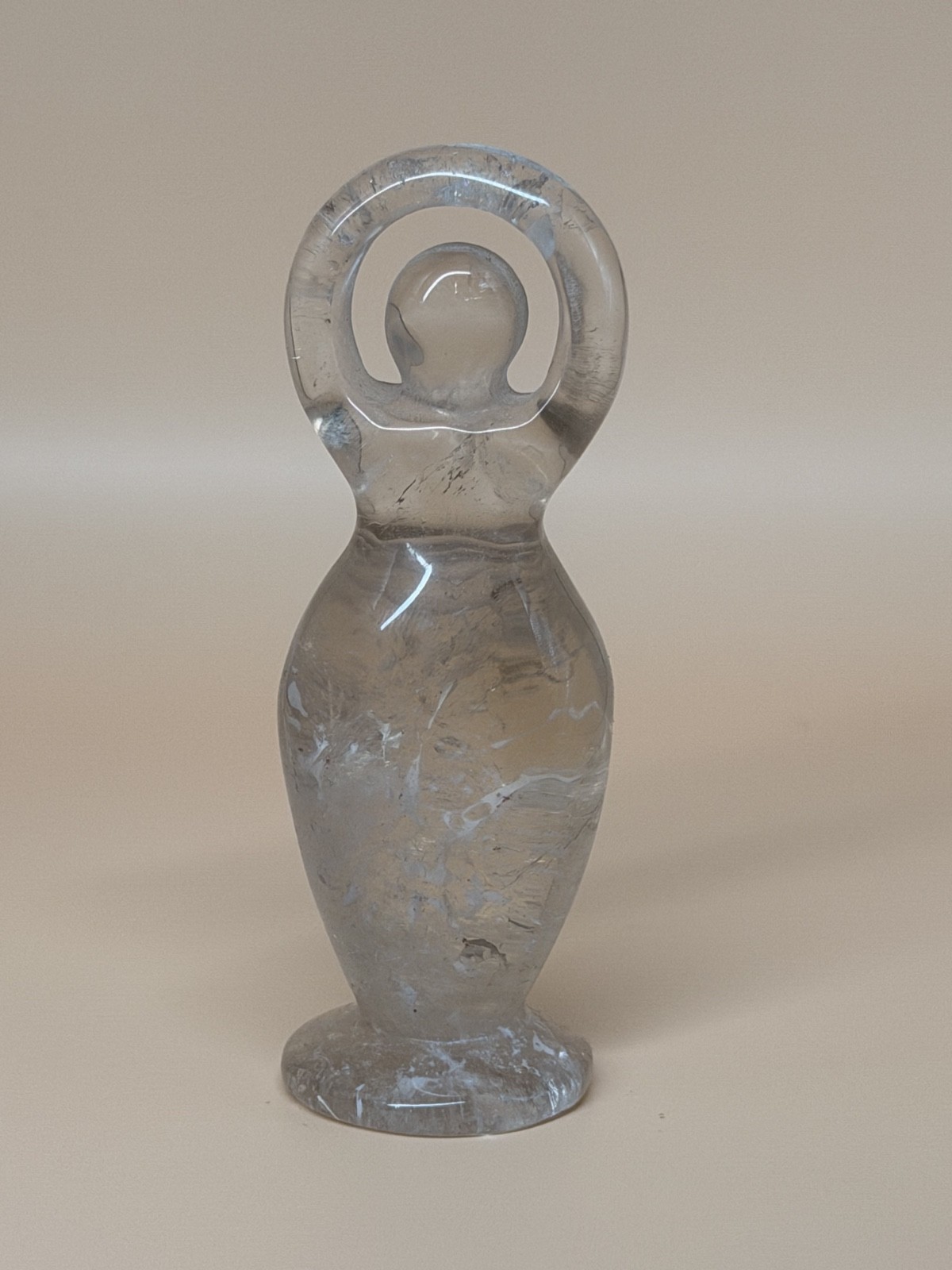 Clear Quartz Goddess Statue 3in 2.8oz Light Smoky Clear Quartz Spiral Goddess