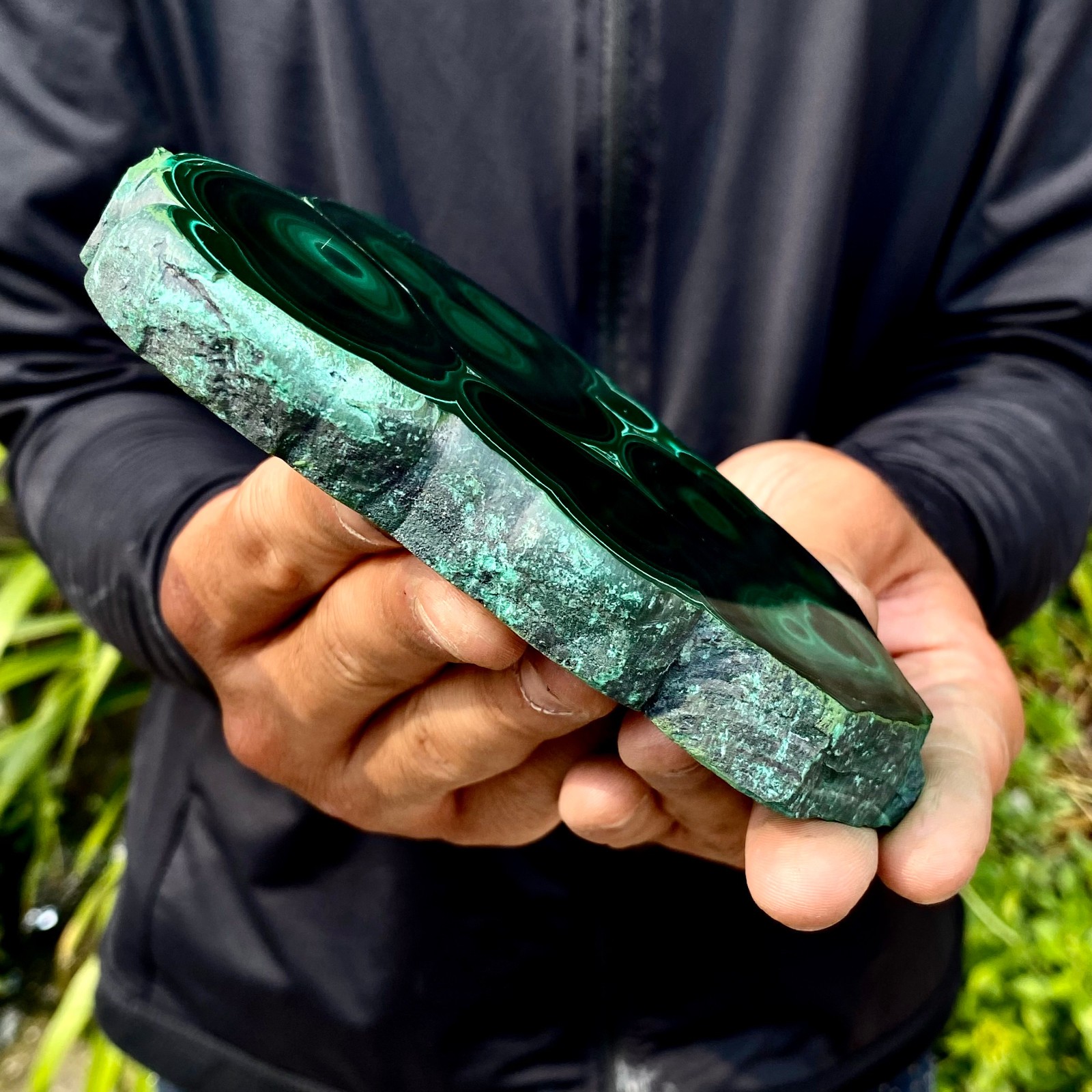 454G Natural malachite slice quartz crystal luster mineral specimen