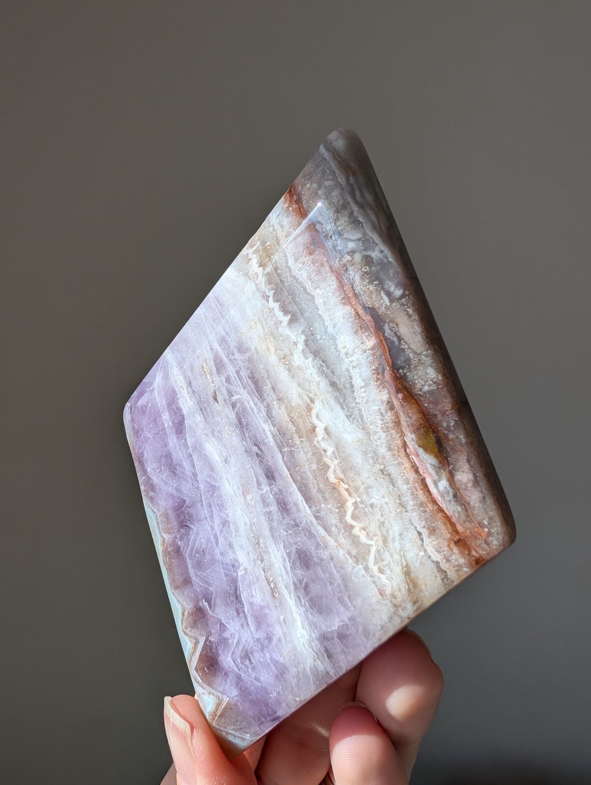 Amethyst Agate Carving Diamond Rhombus Crystal Gemstone Chakra Mineral