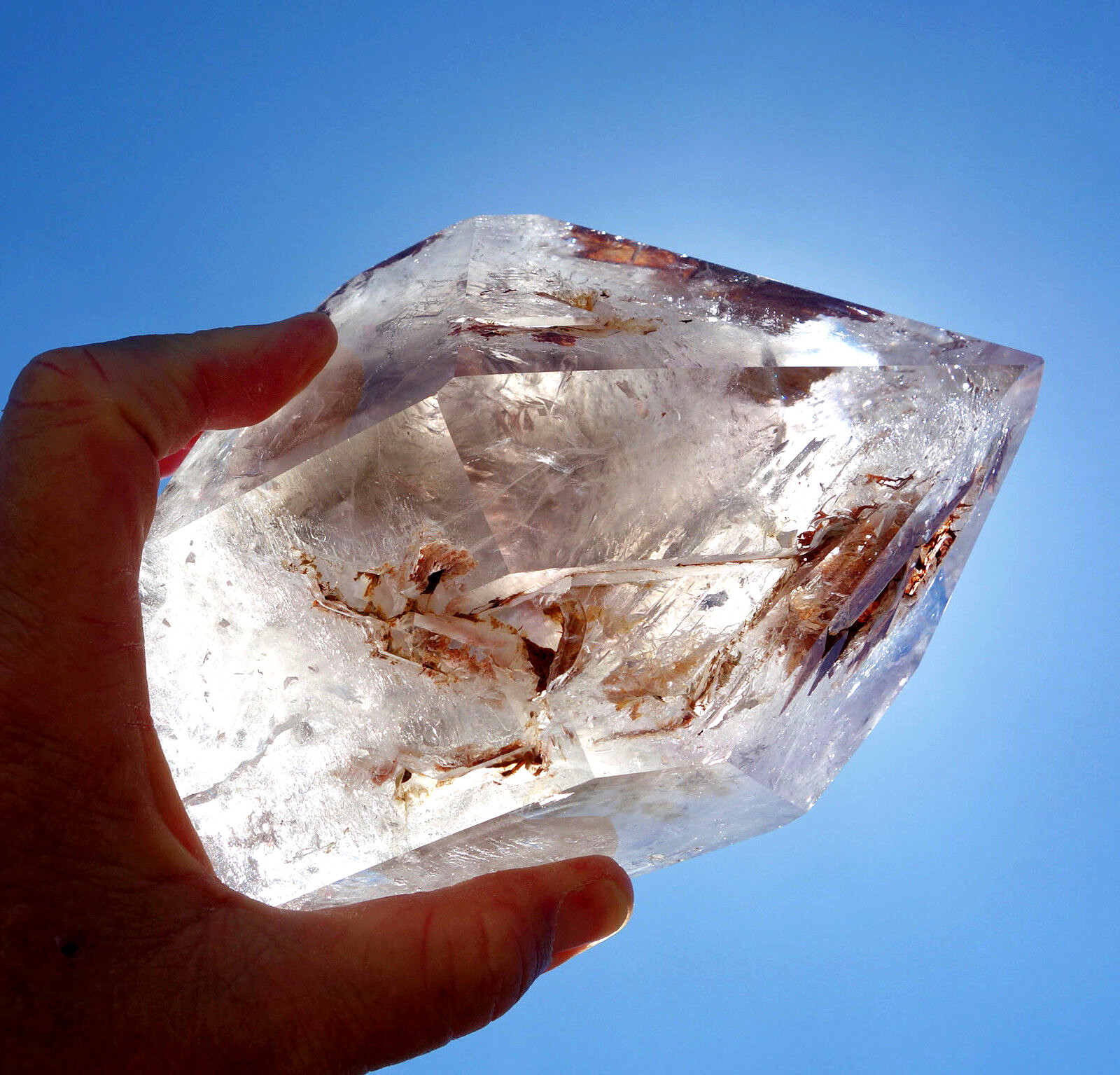 Amethyst Elestial ENHYDRO Water Bubble a RED CLAY Quartz Crystal Point For Sale