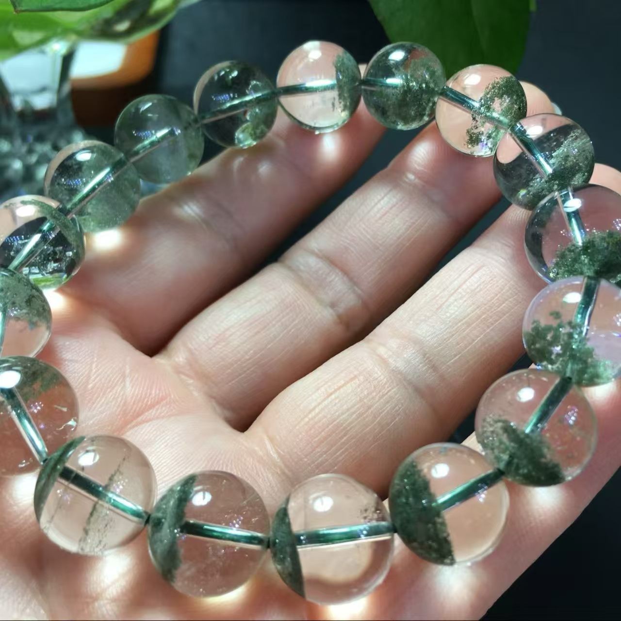 Natural Green Phantom Crystal Quartz Bracelet Adult Collectibles