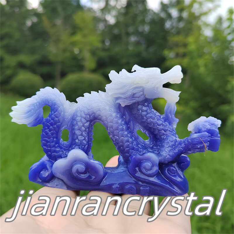 4″ Luminous Stone Dragon Skull Resin Decor Skull Reiki Chinese Dragon 1pc