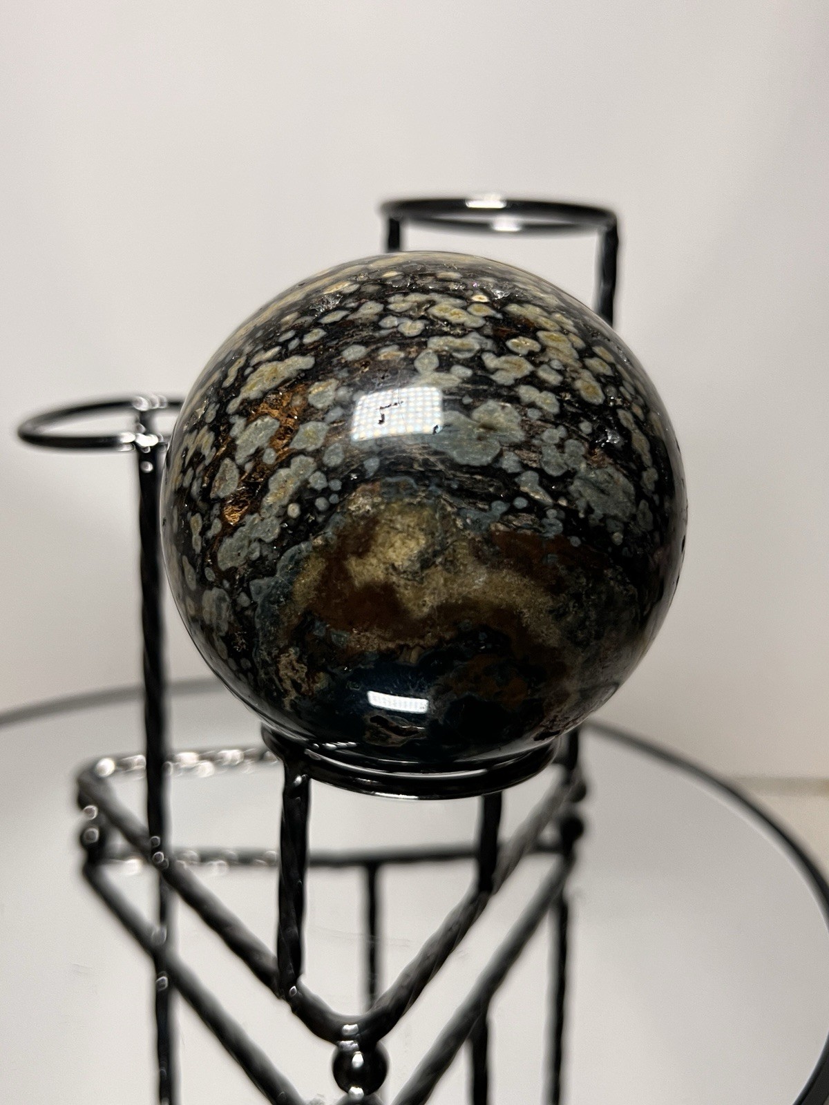 Ocean Jasper 3 Piece Sphere Set with Holder 63mm-67mm -See Pics for Measurements