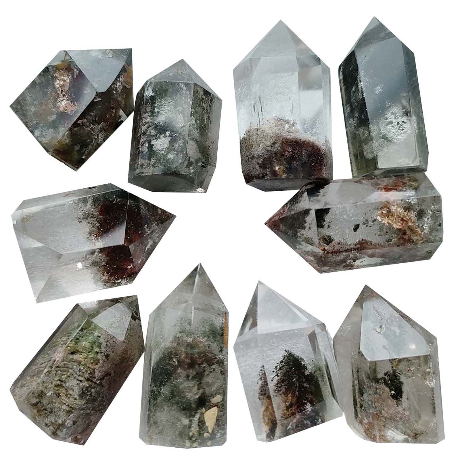 1pc Ghost Crystal Wand Phantom Crystal Tower Garden Quartz Point with Lodalit…