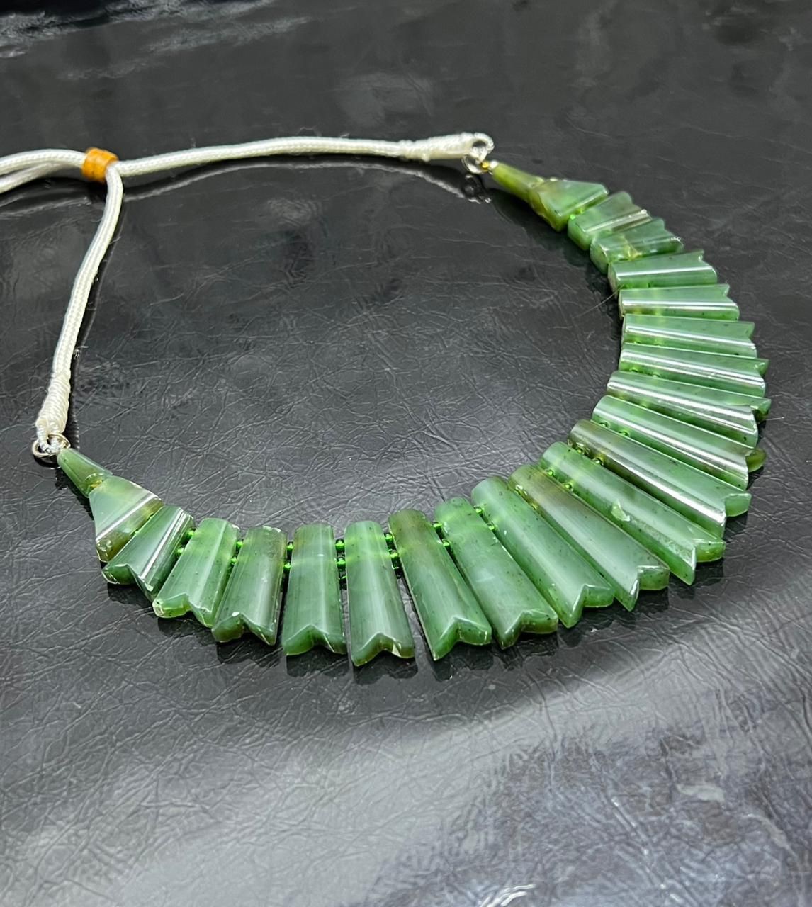 Natural Nephrite Jade Necklace Set | Premium Quality | Handcrafted Jewelry | 87g