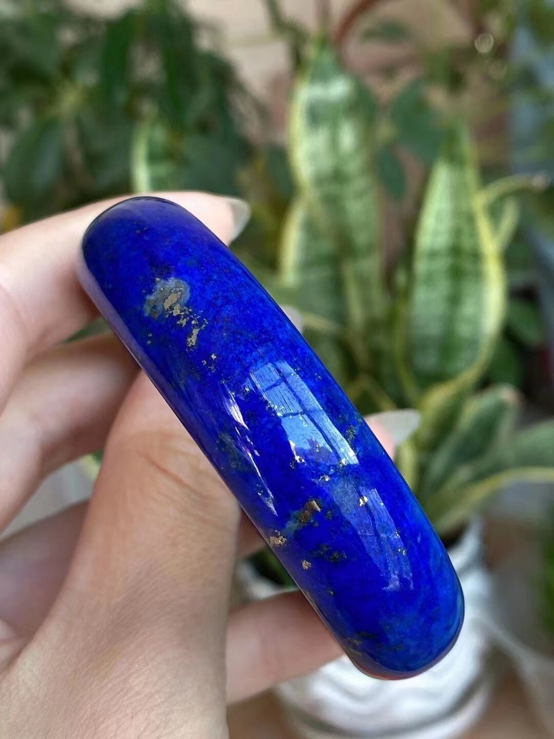 Natural Blue Lapis Lazuli Gemstone Crystal Woman BangleA AAA Inner Diameter 60mm
