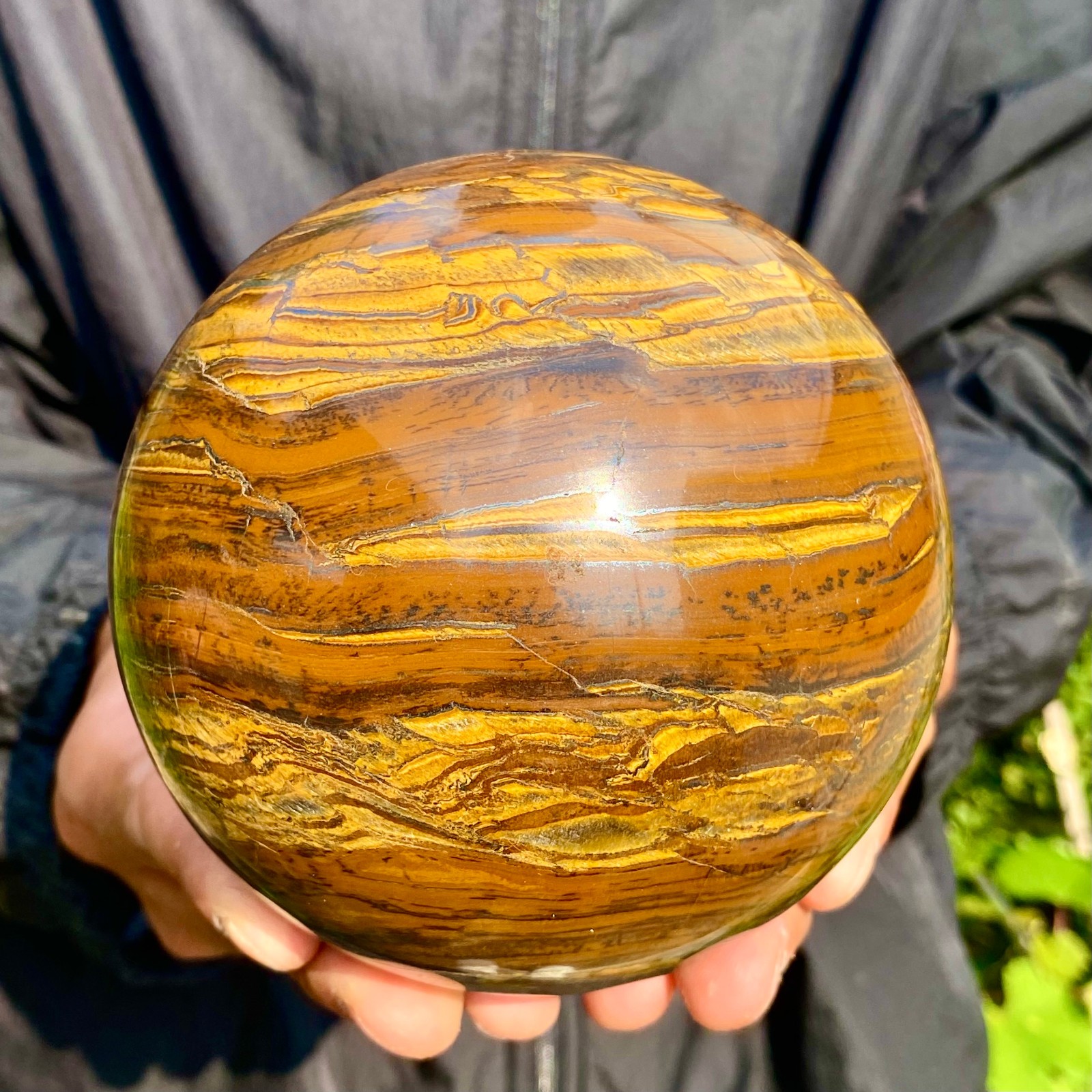 4.62LB Large Natural Tiger’s Eye Ball Quartz Crystal Sphere Gem Healing Décor
