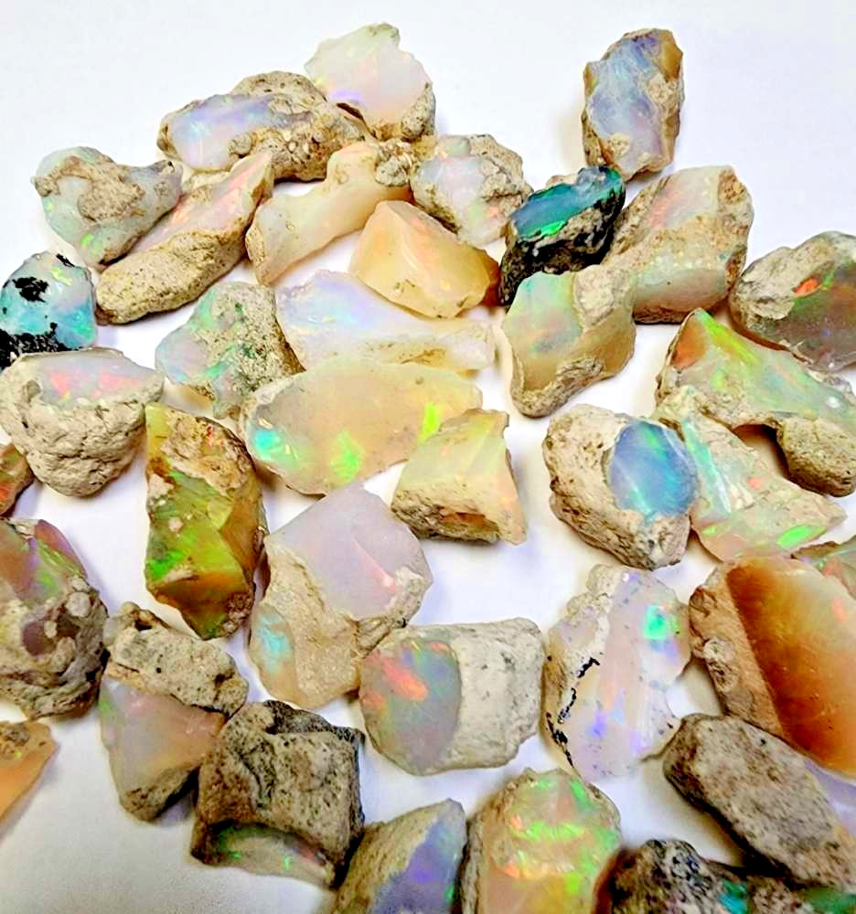 25Ct Natural Ethiopian Jumbo Welo Fire Opal Rough Specimen Gemstone 10 Pcs Lot