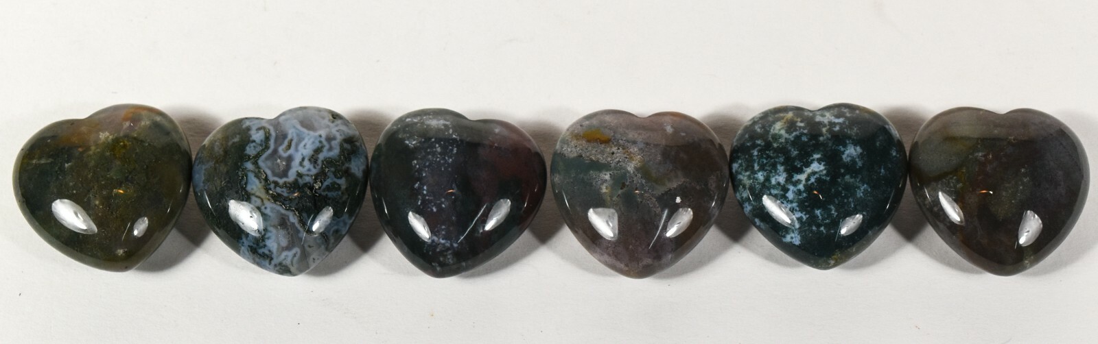 30mm Multicolor Green Moss Agate Puffy Heart Polished Crystal Mineral India 1PC