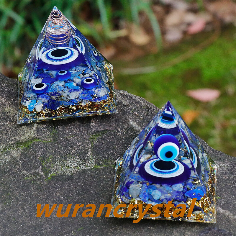 1pc natural Lapis lazuli quartz crystal pyramid resin point energy Reiki healing