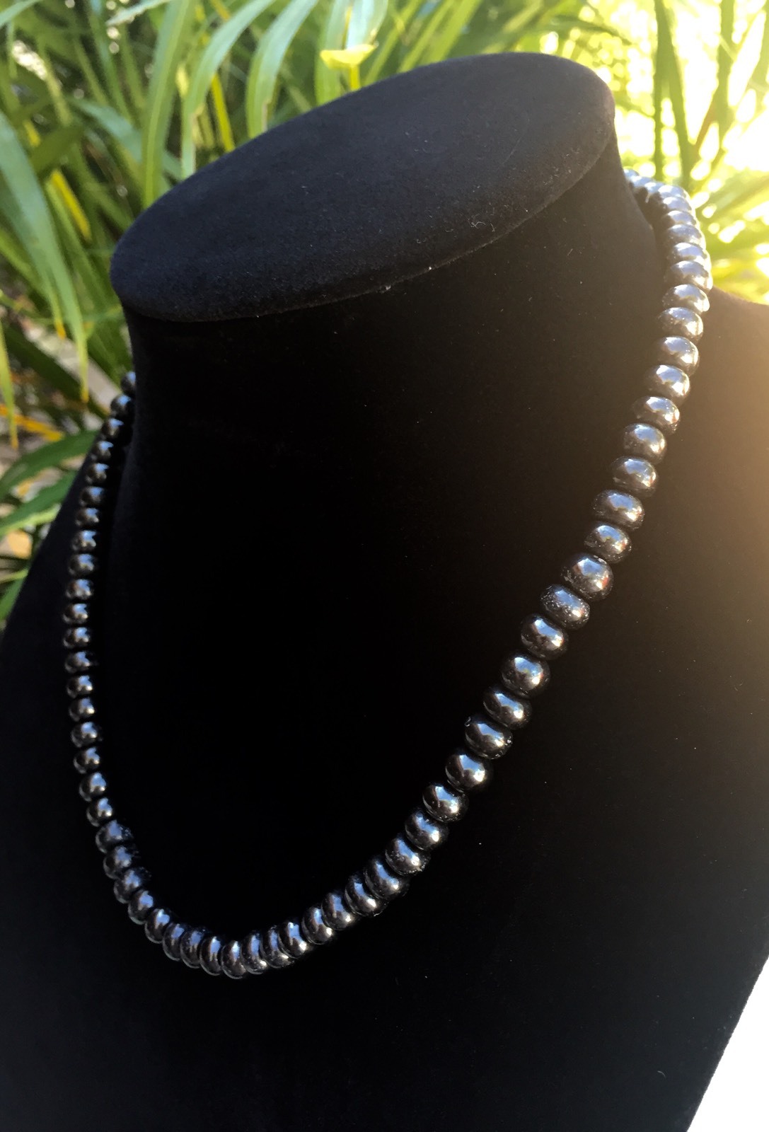 8mm Elite Shungite Necklace Noble Shungite Bead Necklace Chain Karelia Reiki.