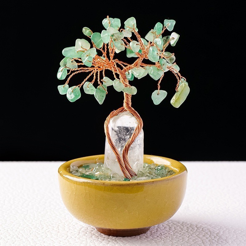 Handmade Copper Wire Wrapped Natural Crystal Tree w/Ceramic Bowl – Lucky Energy