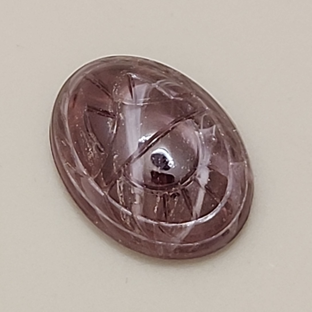 Carved Scarab Glass Gem Lot of 2 Purple Swirl Oval Egyptian Revival 25mm x 18mm