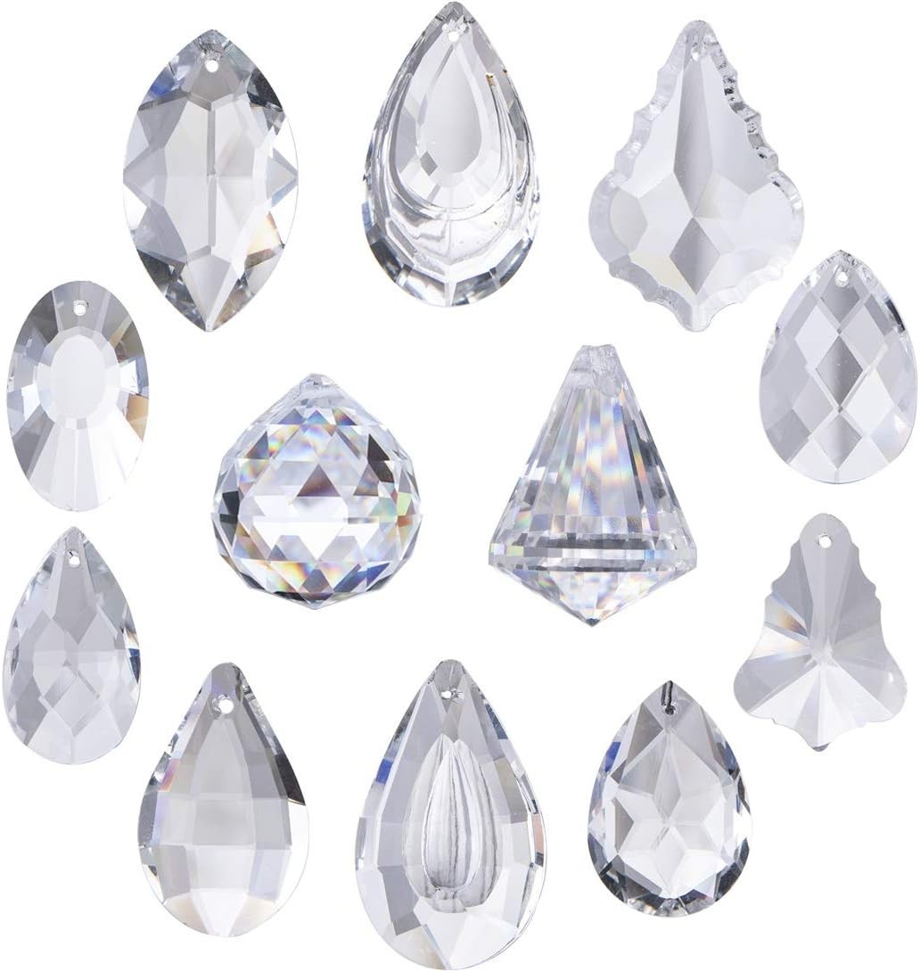 Multicolored Light Refraction Crystals – 12 Hanging Droplets for Any Occasion