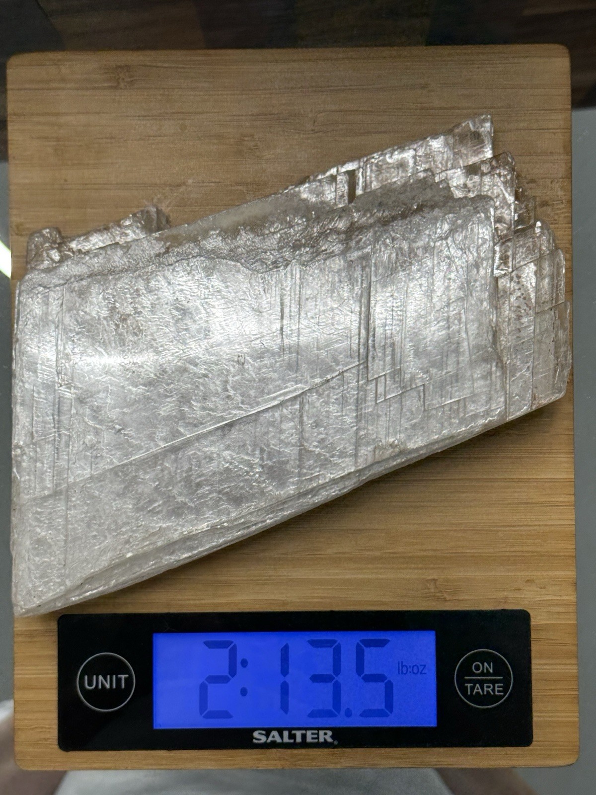 Large Clear/White Selenite Gypsum Crystal Slab Specimen 2 lb 13.5 oz 7 in