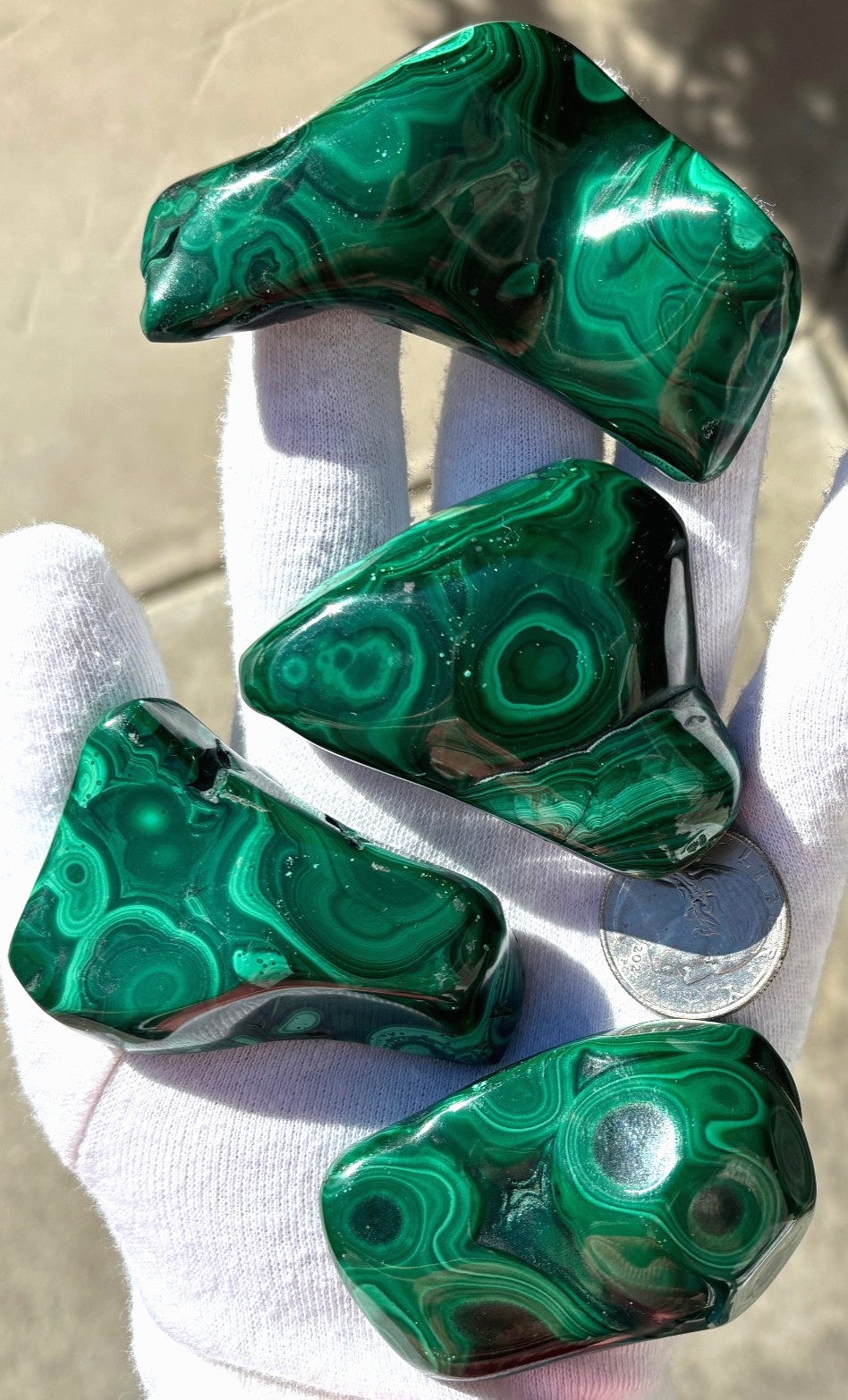 USA SALE 402g LOT MALACHITE POLISHED XL TUMBLE PALMSTONE SIZE PALM STONE STONES