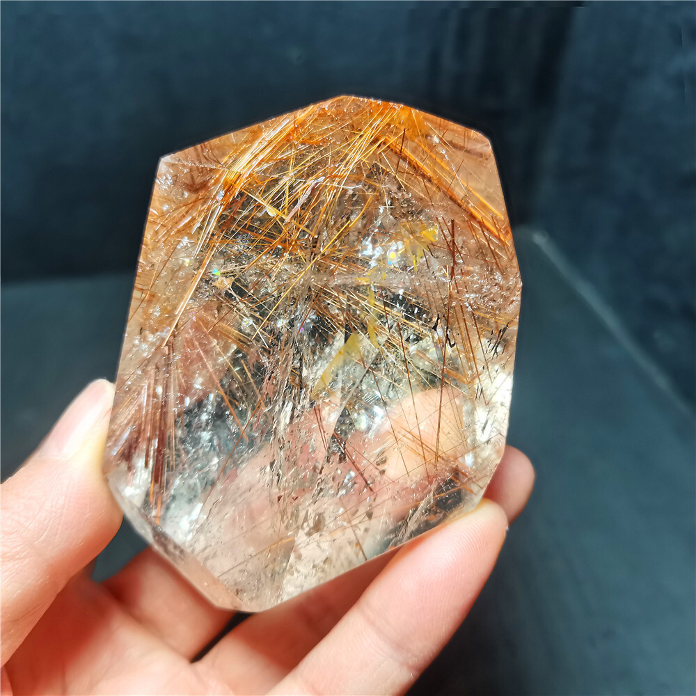 Rare Clear Golden Rutilated Inclusions Stone Gold Needles Stone specimen CY07