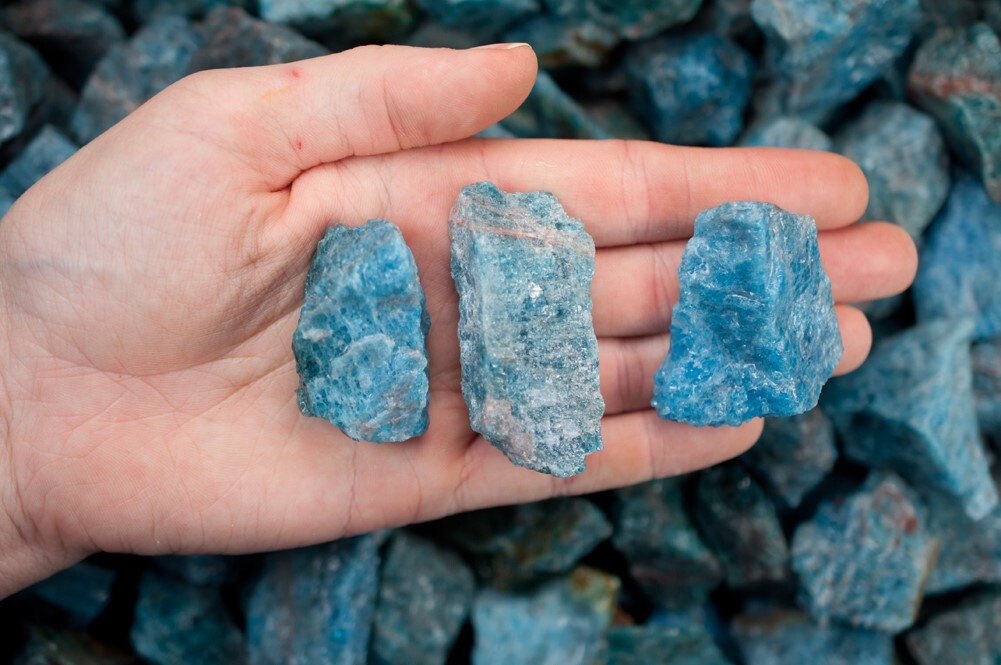 3 lbs Blue Apatite Rough Stones -Natural Crystal Mineral Rock Specimens Tumbling