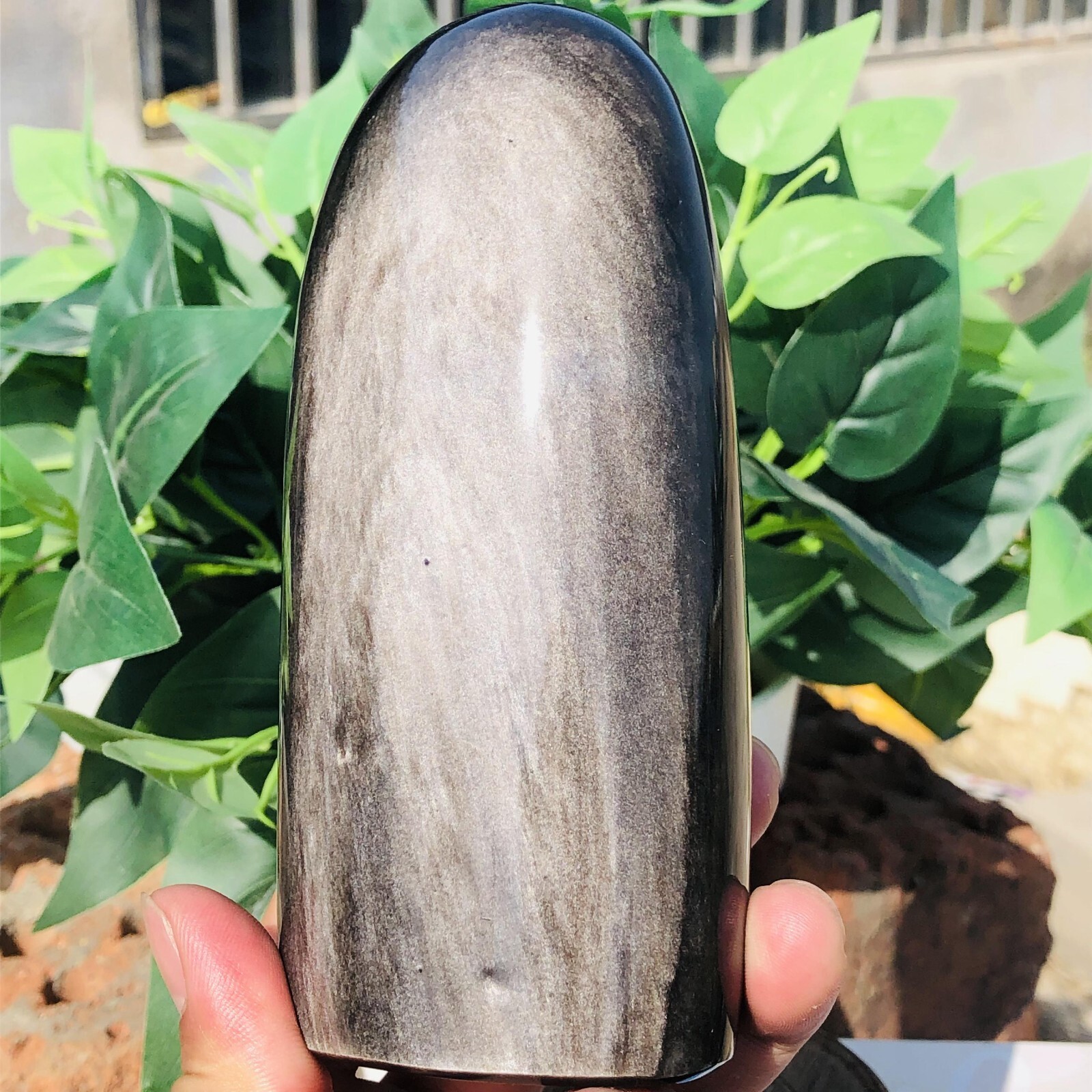 1.8lb Natural Standing Silver Obsidian Quartz Crystal Witch Mineral Meditation