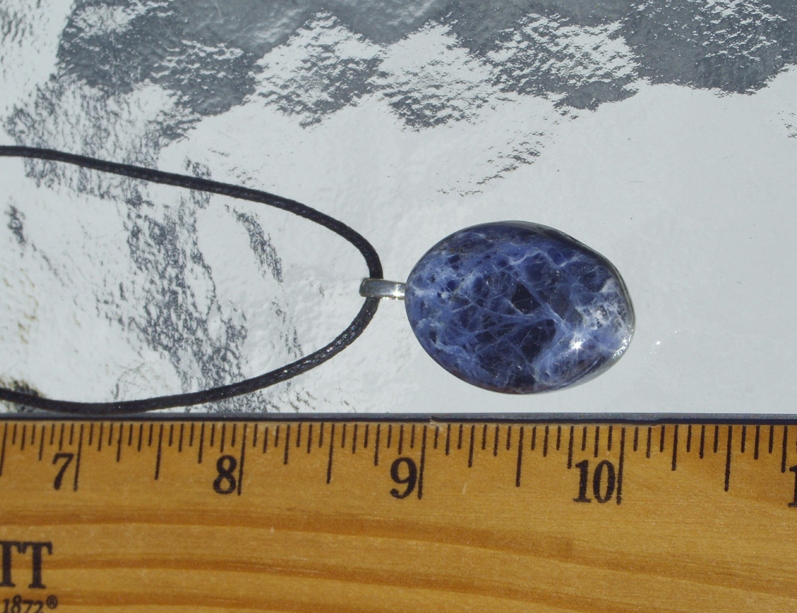 Sodalite Polished Stone Free Form Crystal Pendant Adjustable Cord Necklace