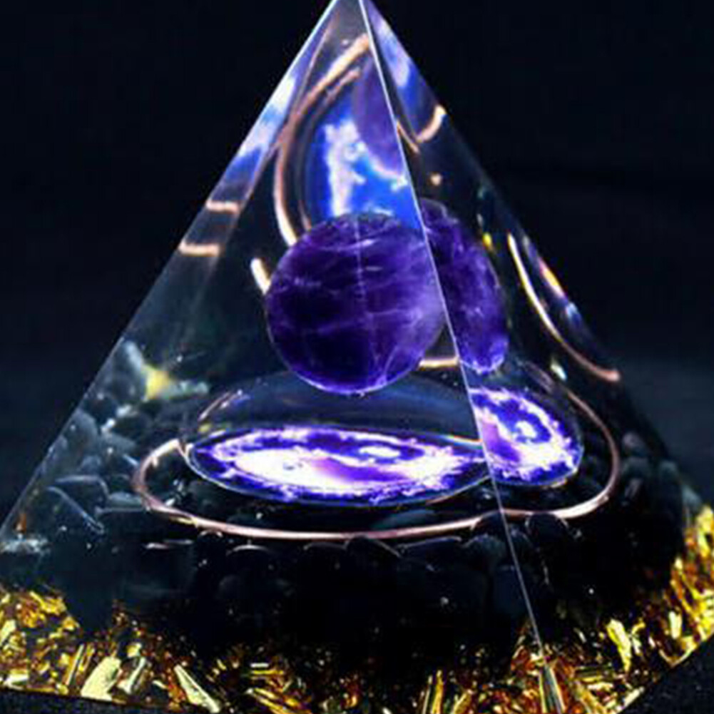 US 1 Pack Orgonite Pyramid Amethyst Peridot Healing Crystal Energy Orgone EMF
