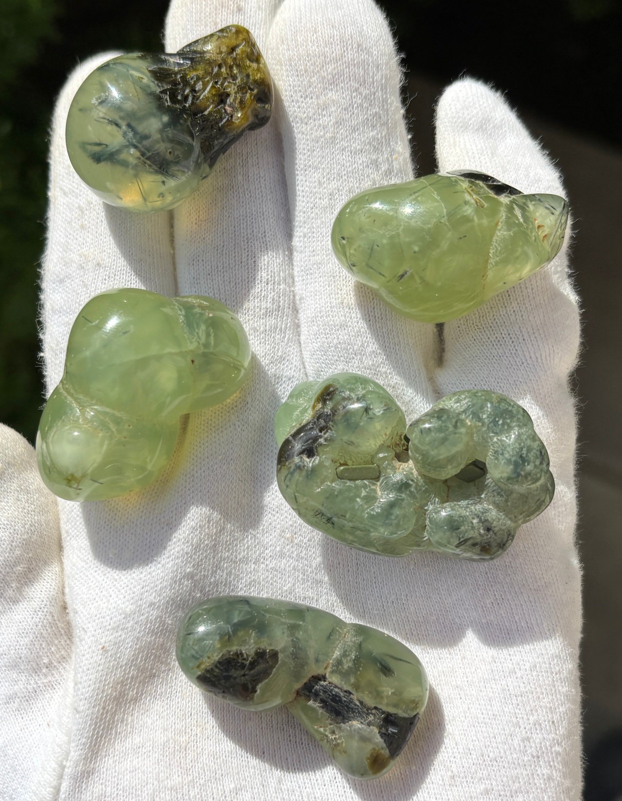 USA SALE 120g LOT 5 PREHNITE & EPIDOTE BOTRYOIDAL TUMBLES TUMBLE STONE STONES