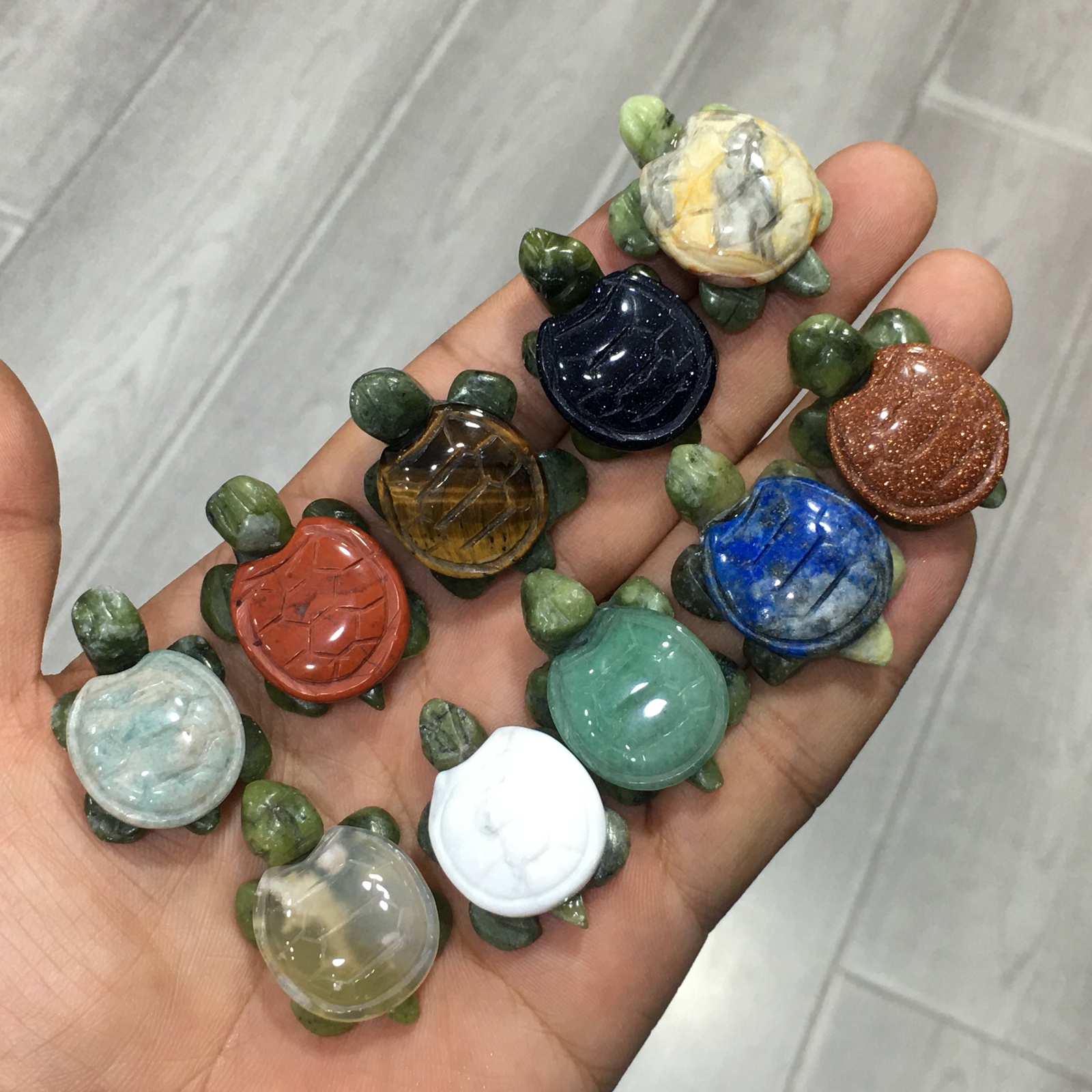 5pc Natural mix Quartz hand Carved Mini Sea turtle crystal Reiki healing