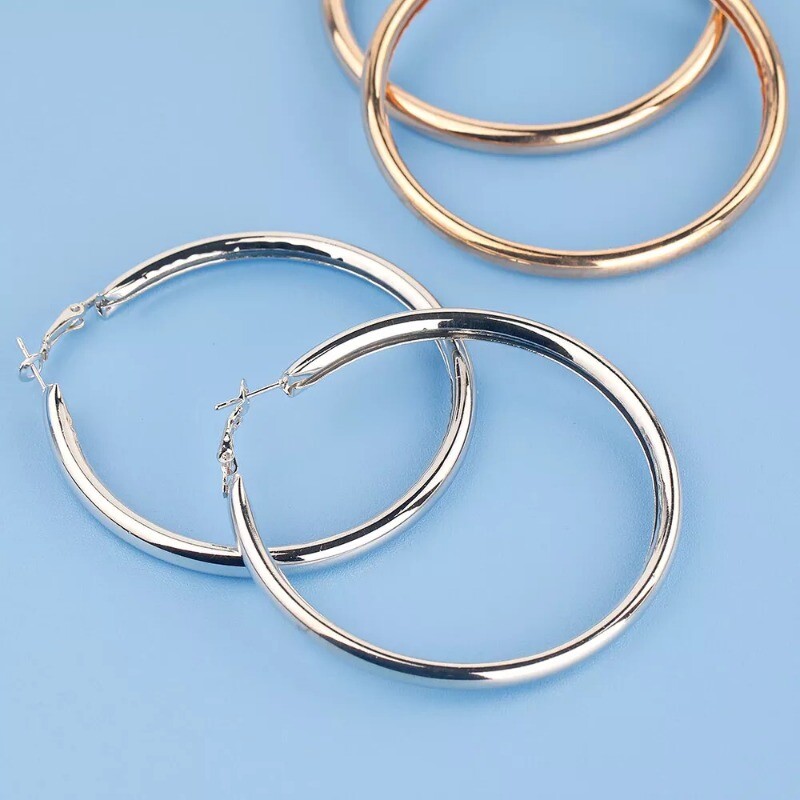 Women’s Fashion Jewelry Gold Or Silver Large THICK 4″ 100mm Hoop Earrings