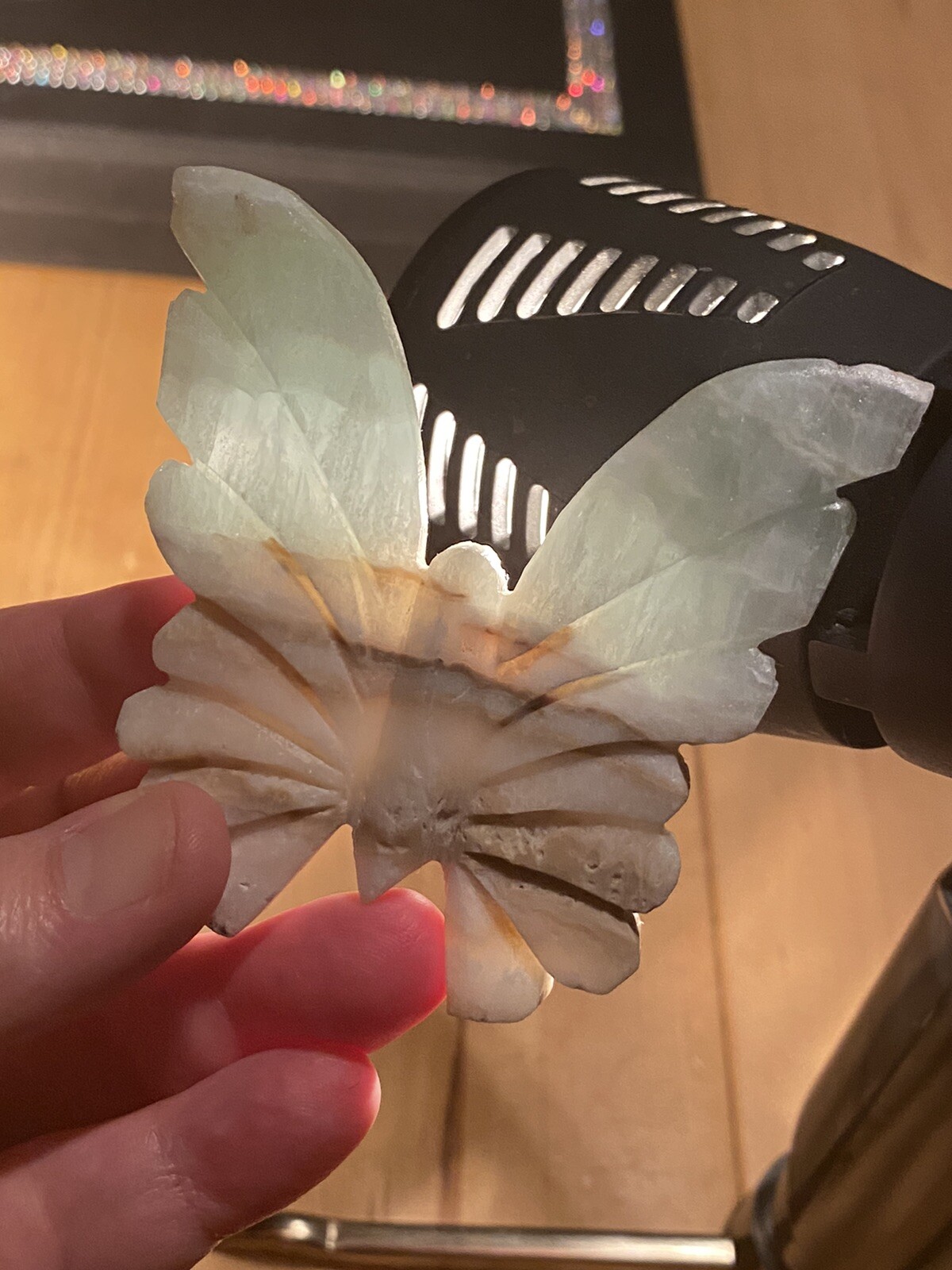 Caribbean Blue Calcite Hand Carved Butterfly, 76 Grams, Throat/Third Eye Chakra