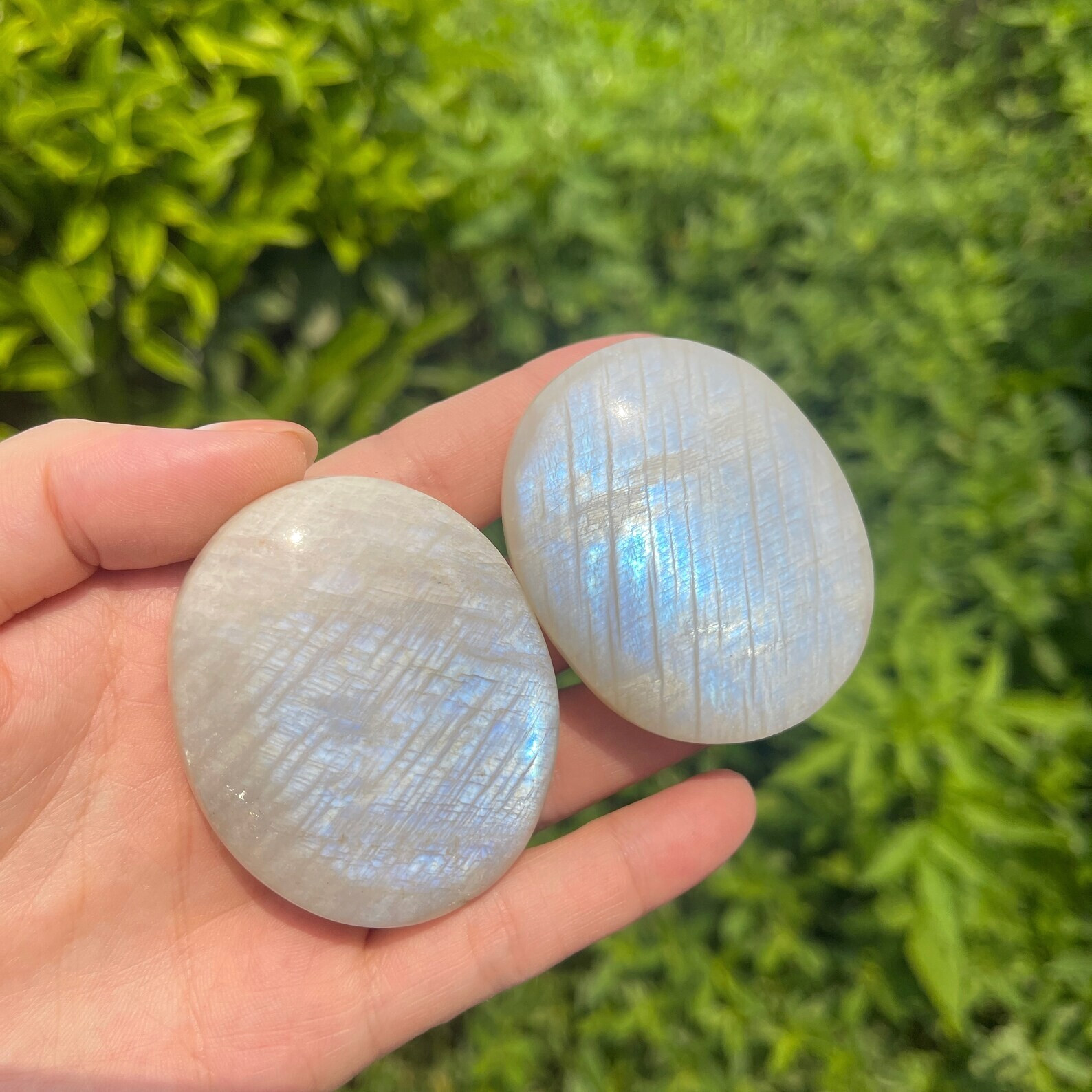 Natural Rainbow Moonstone Crystal Palm Stone Tumbled Stone Home Decor Gift