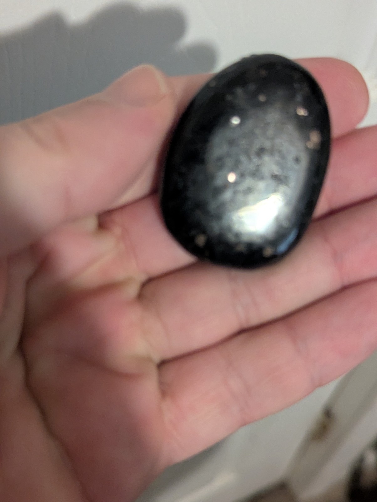 Flat Round Ovular sparkling Palm Stone