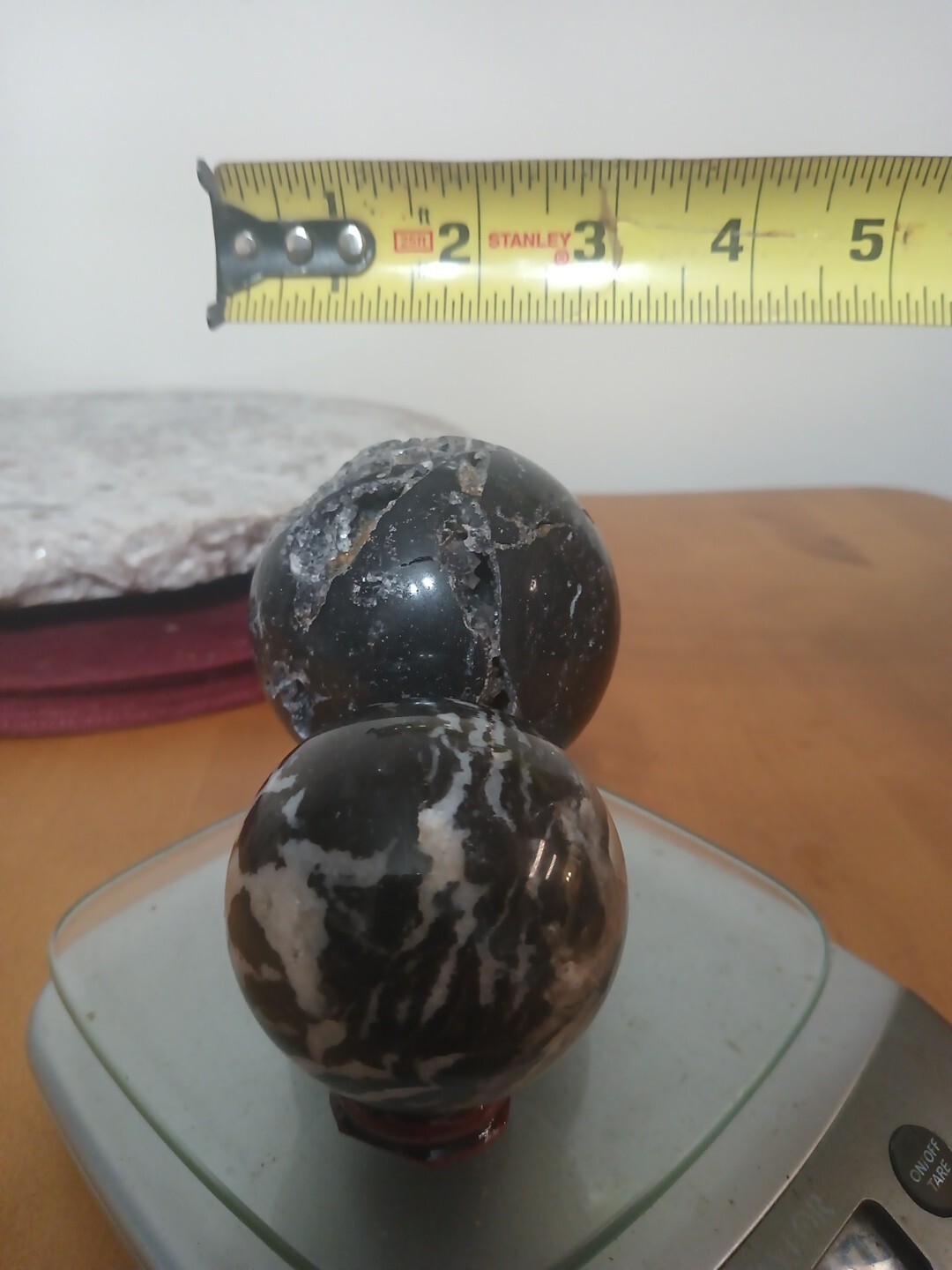 Black Polished Stone Geode Spheres