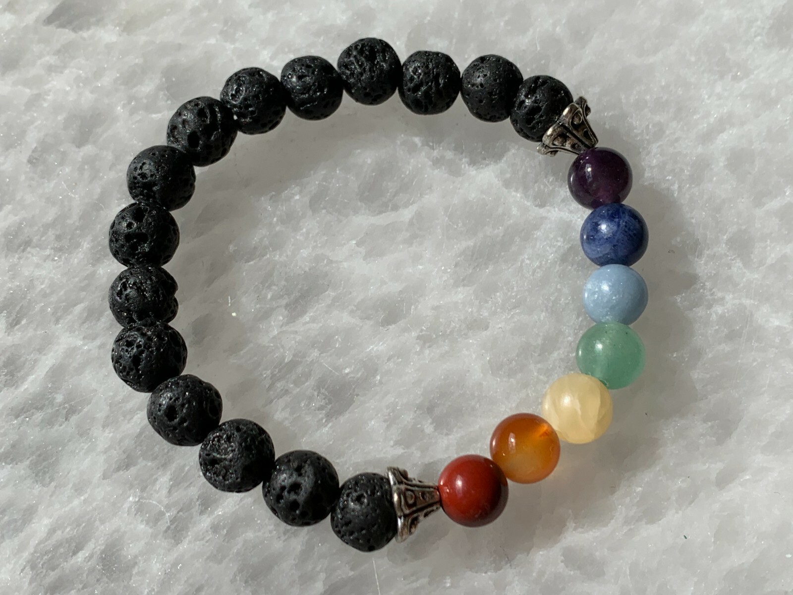 Lava Rock & 7 Chakra Stone Bracelet 8mm, Genuine Gemstone Bead, Wholesale Bulk