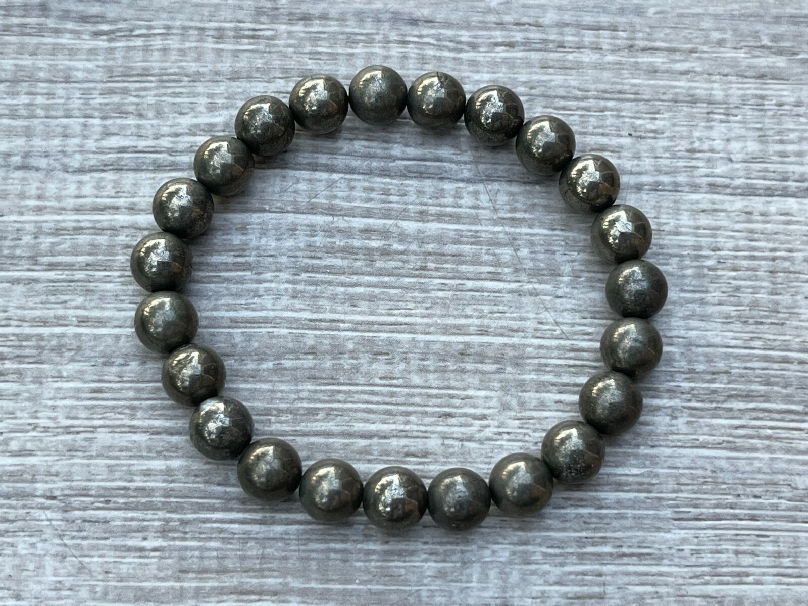 Grade A++ Pyrite Crystal Bead Bracelet 8mm, Genuine Pyrite Gemstone Bracelet
