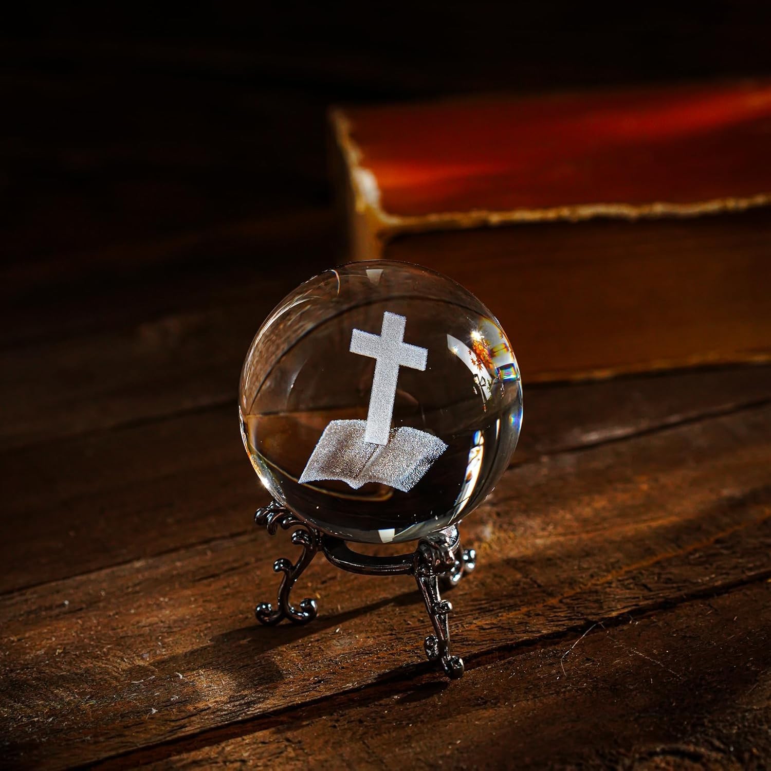 3D Laser Crystal Ball Cross Home Decor 2.3 Inch K9