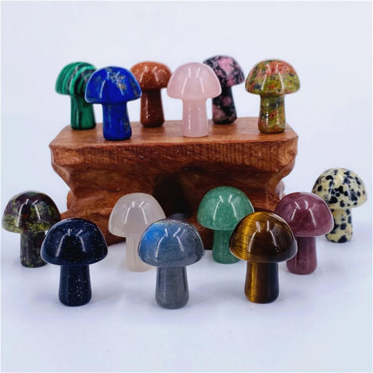 25pcs Mini Crystal Mushrooms Agate Stones Natural Quartz Crystal Healing