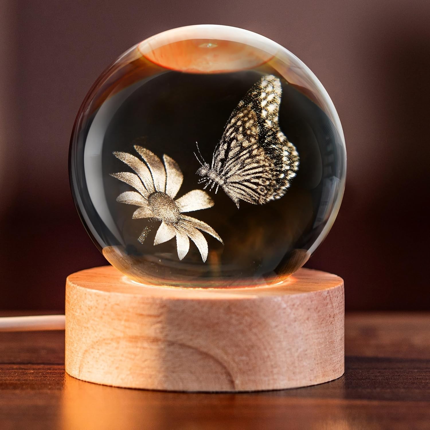 Energy Efficient 3D Butterfly Crystal Ball for Girlfriend or Mother’s Day