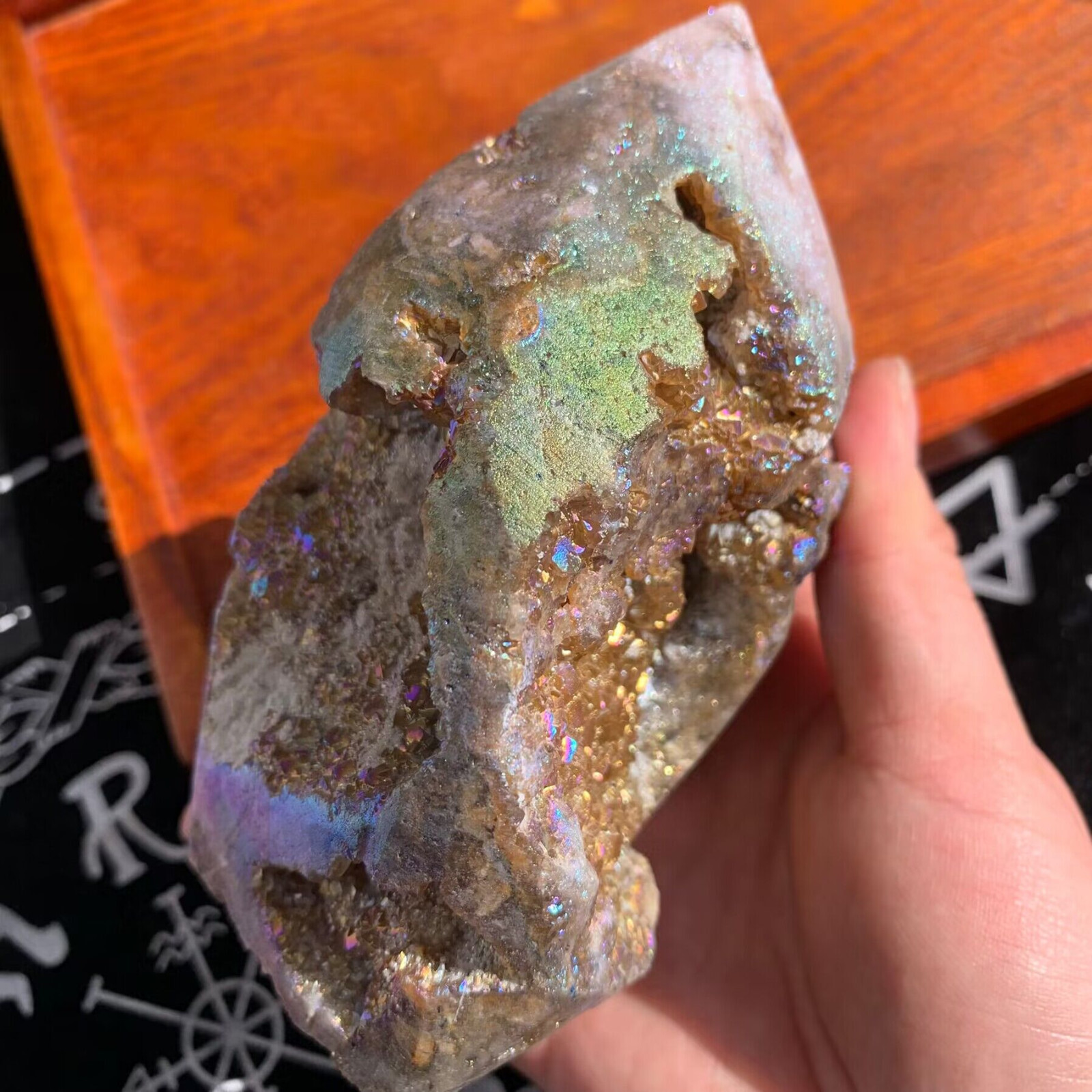 821g Angel Aura Sphalerite Freeform Point Druzy Stone Crystal Specimen Decor