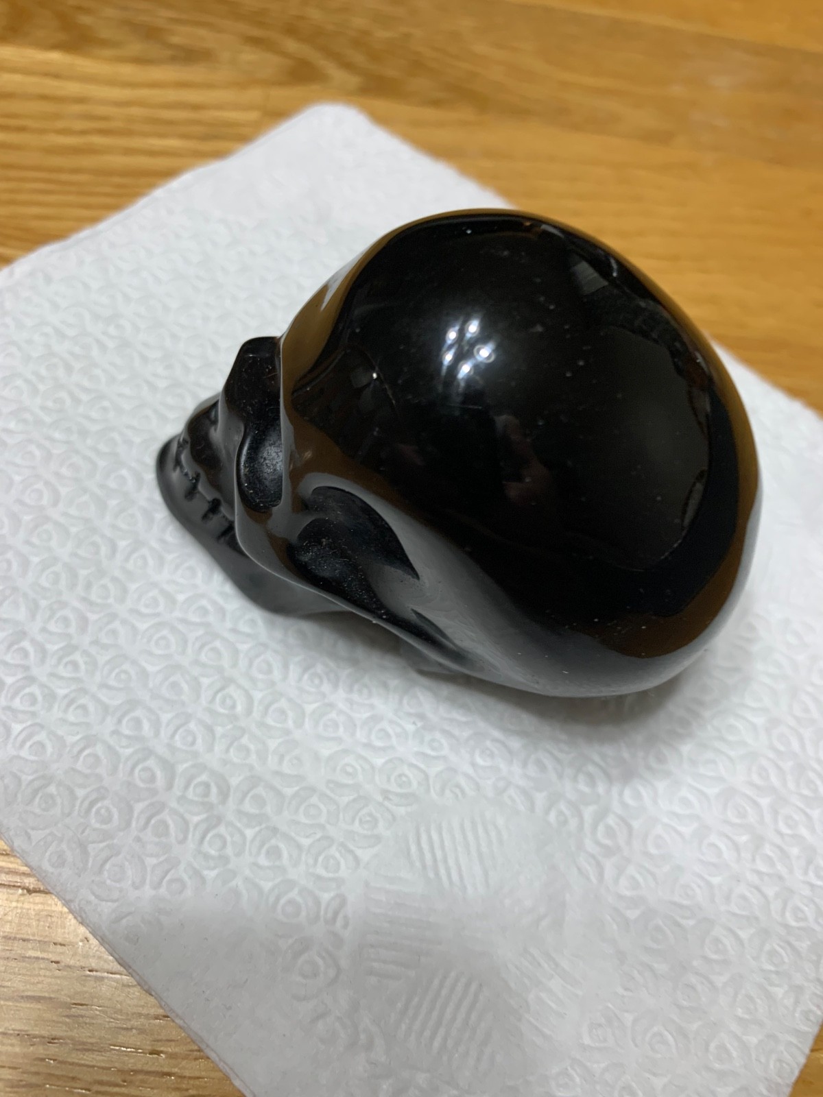 2-1/4”, 6.8 oz.Black Obsidian Crystal Skull Hand Carved Human Skeleton Figur…
