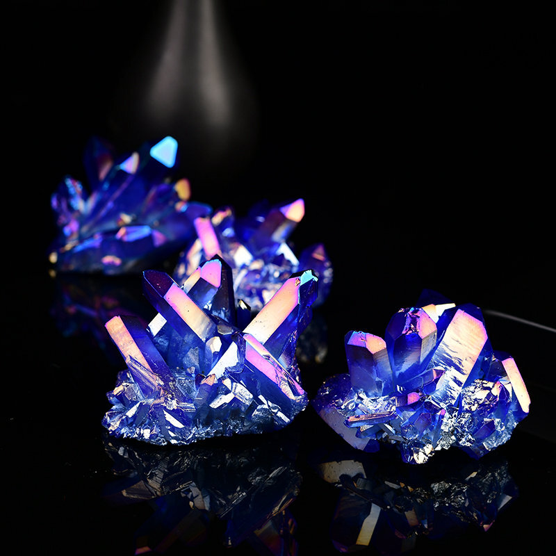 80g Natural Aura Blue Crystal Titanium Rock Stone Cluster VUG Specimens Healing