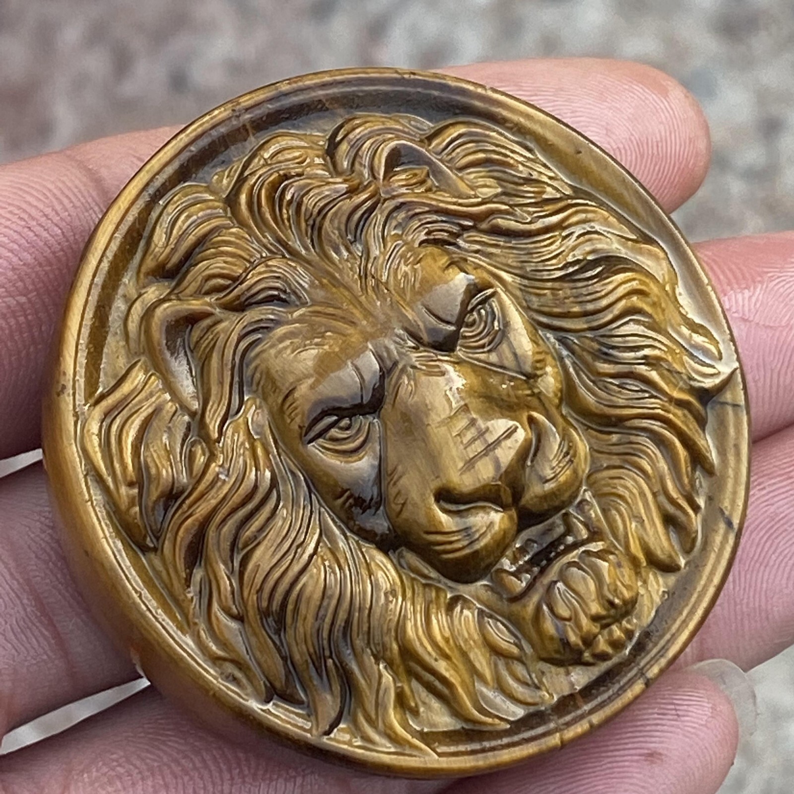 A++Natural Tiger’s eye Quartz Hand Carved Lion Skull Crystal Reiki healing 1pc
