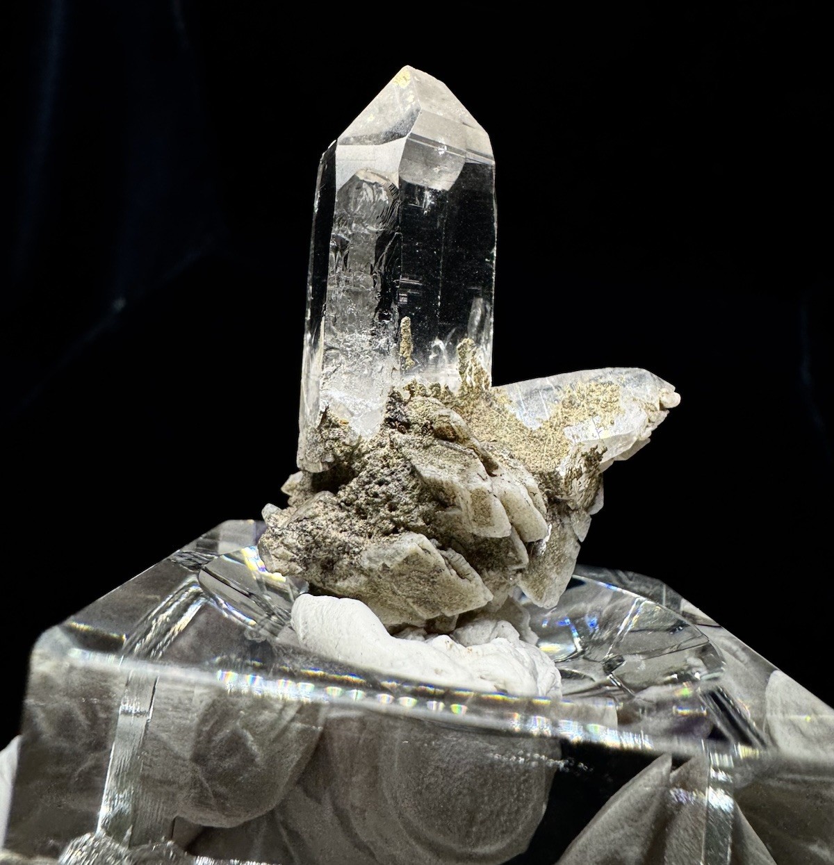 “Mountain Sentinel” Hashupi Himalayan Akashic Quartz on Feldspar & Mica Crystal