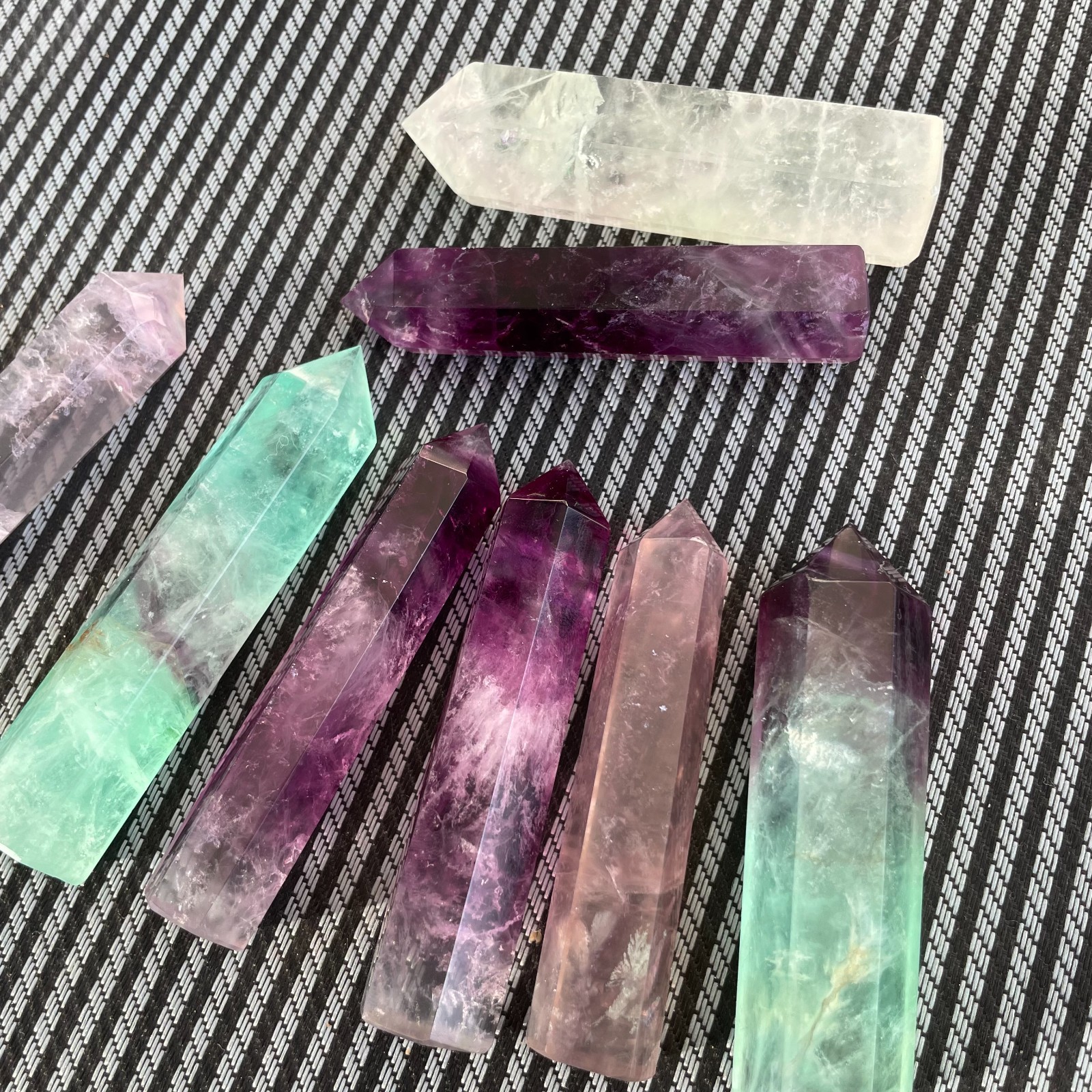 1LB Natural colourful luorite quartz obelisk crystal wand point healing random