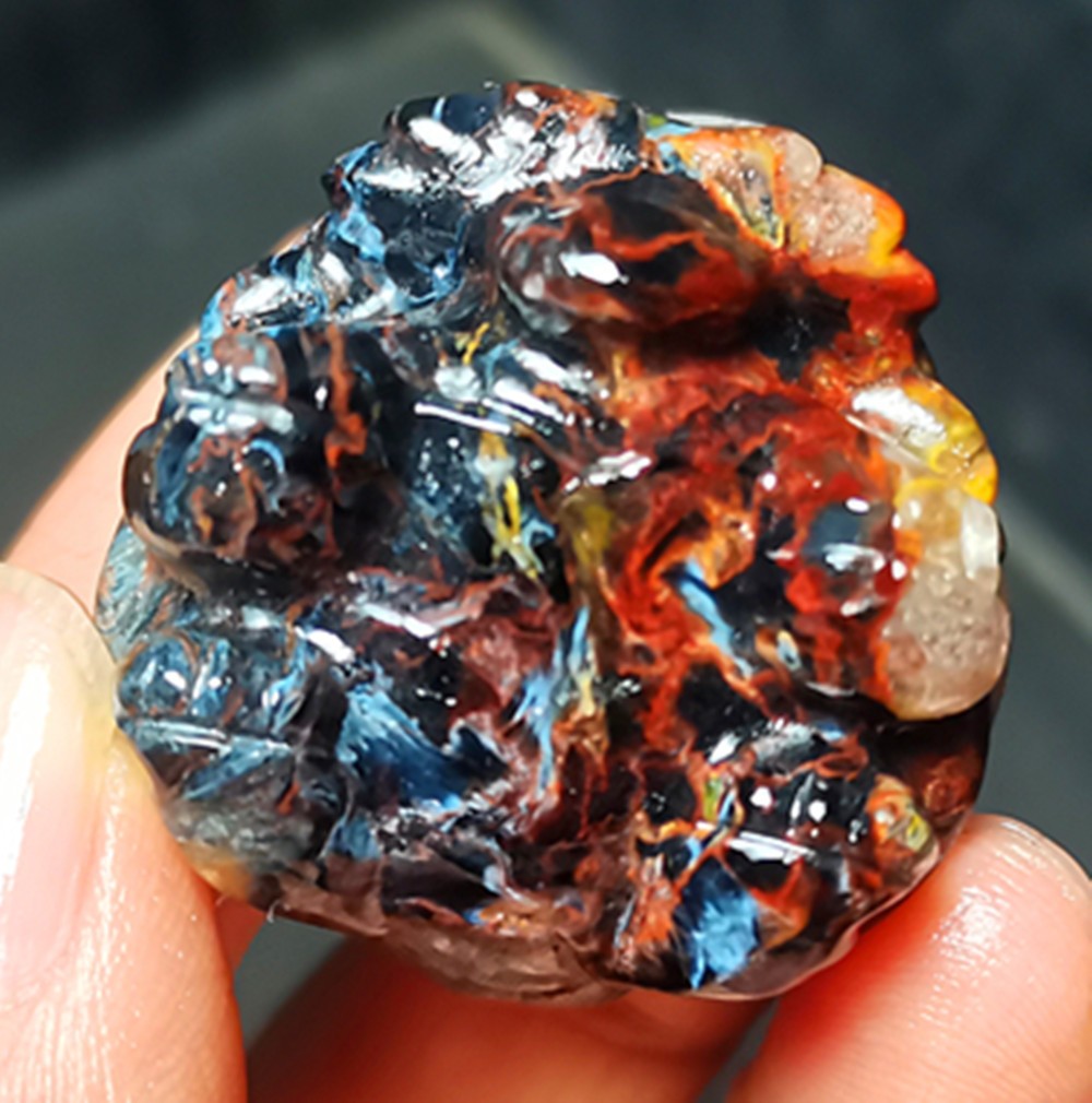 34.3g Natural Namibia ” Pietersite” Gemstone Hand-carved Dragon Tortoise WYY3865