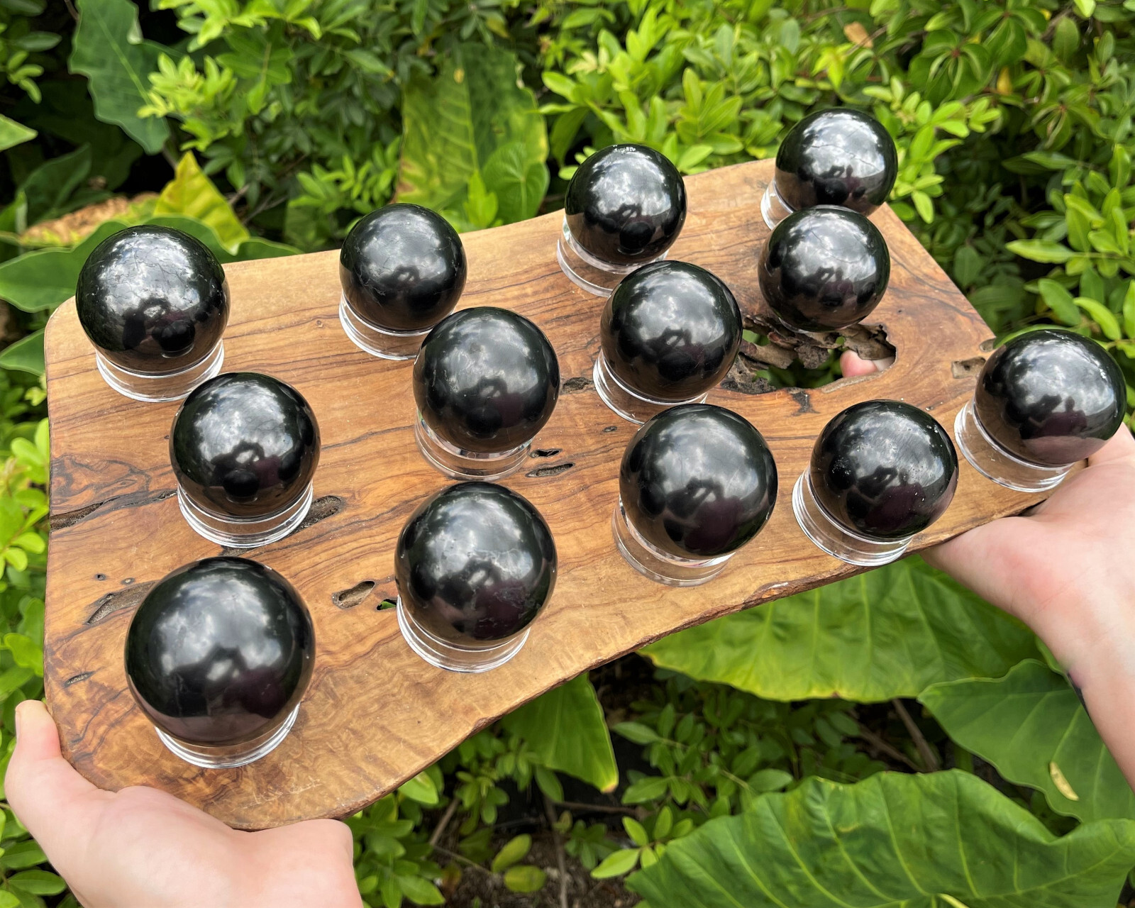 LARGE Shungite Crystal Sphere Medium 50 mm Sphere + Stand (2″ Shungite Sphere)