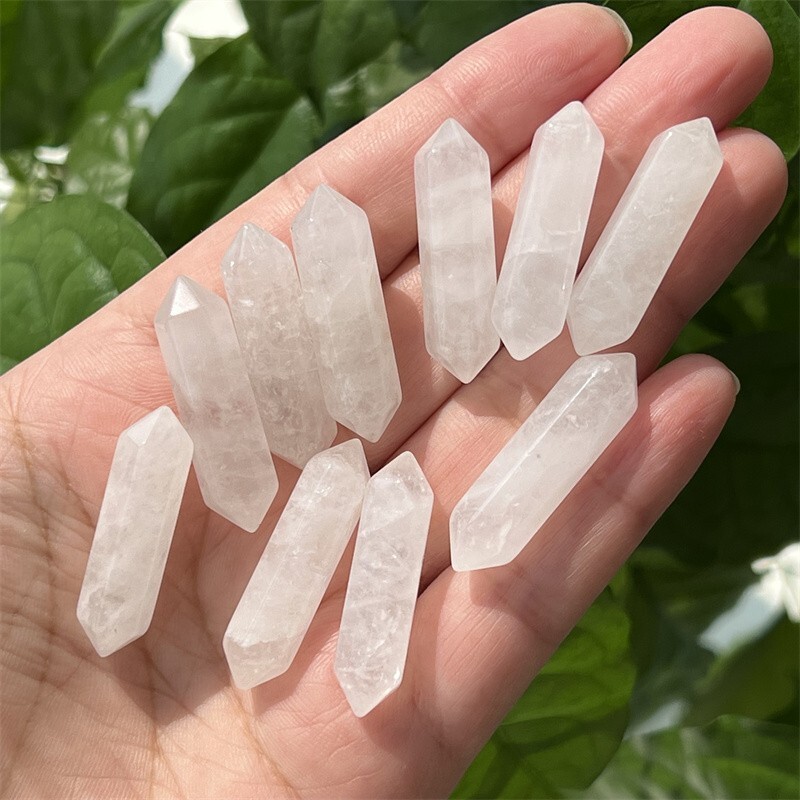 10pcs natural clear quart obelisk quartz crystal wand double point reiki healing